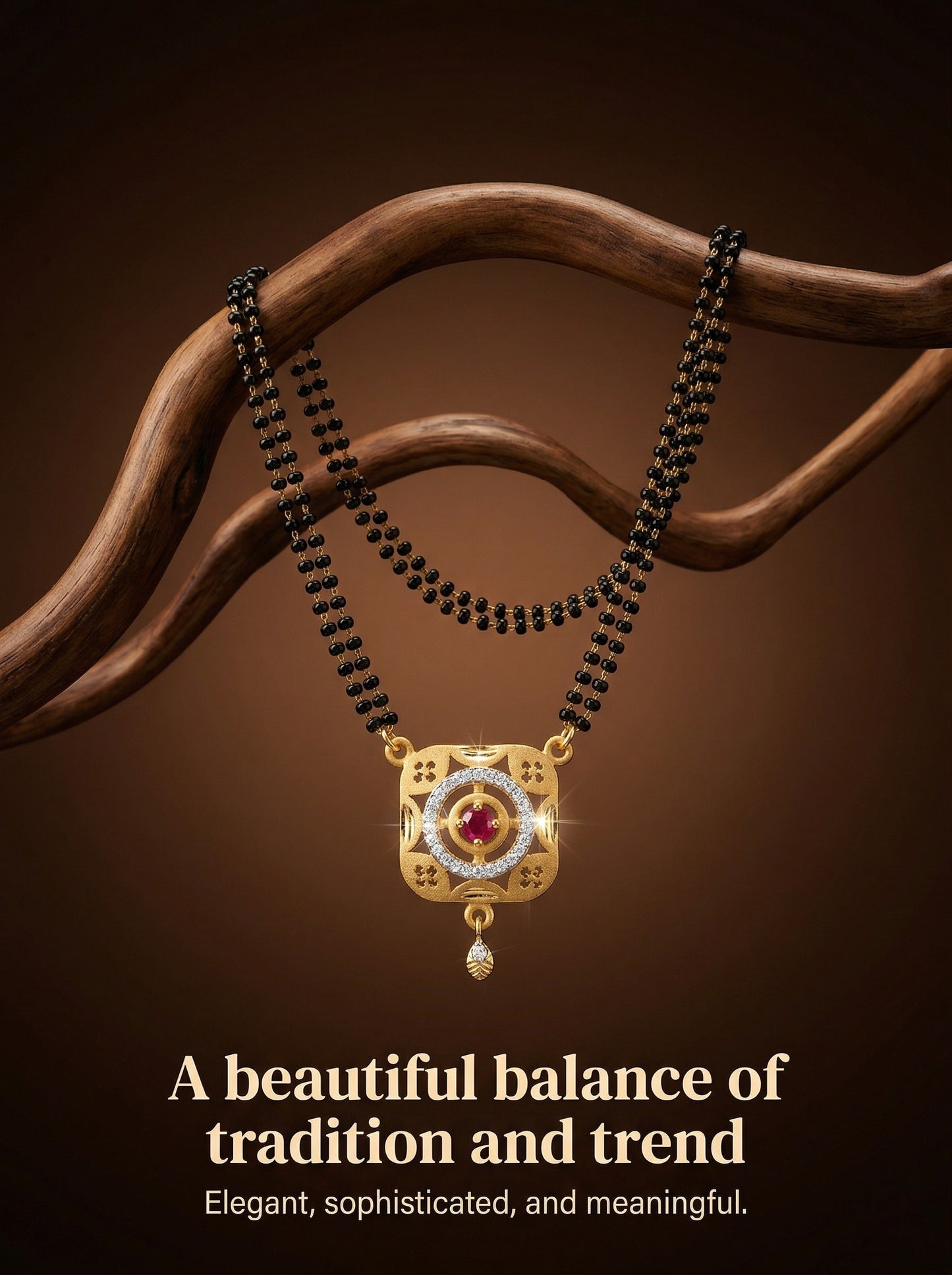 Meira Jewellery Traditional Mangalsutra for Women, Black Beads Chain with Pendant, Gold Plated Mangalsutra Necklace, Ethnic, Stylish Anniversary, Wedding, Festive Mangalsutra Jewellery for Women-33