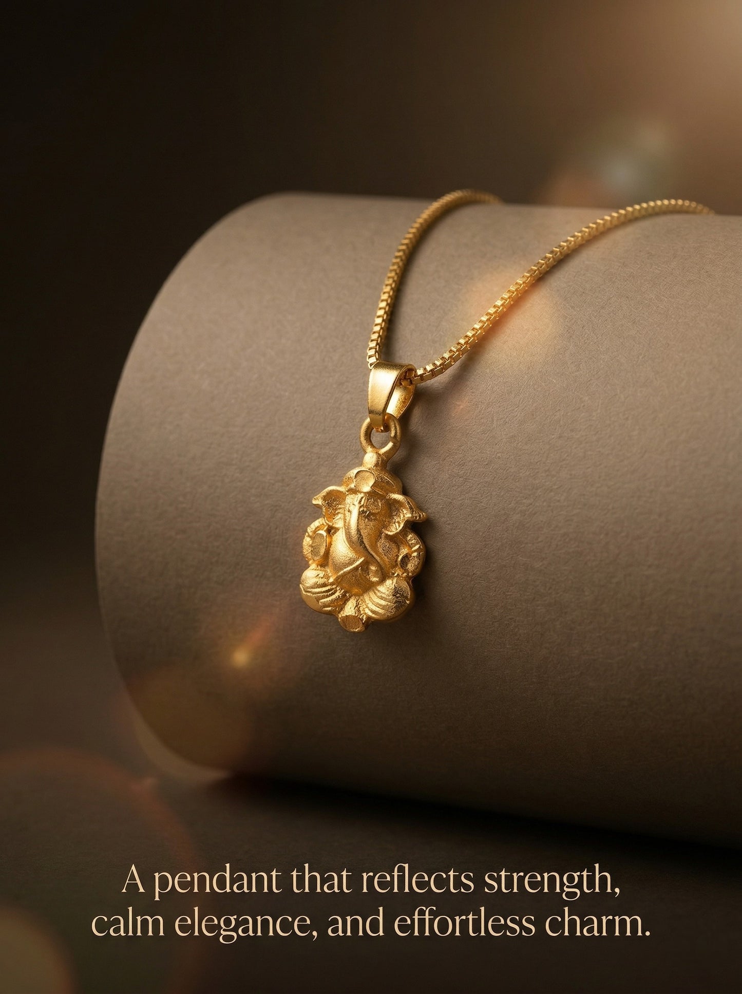 Meira Jewellery Gold Plated Traditional Chain Pendant in Stylish Ganesh Design for Women, Minimalist Gold Chain Necklace with Religious Style Charm, Daily Ethnic Simple Pendant Chain Necklace