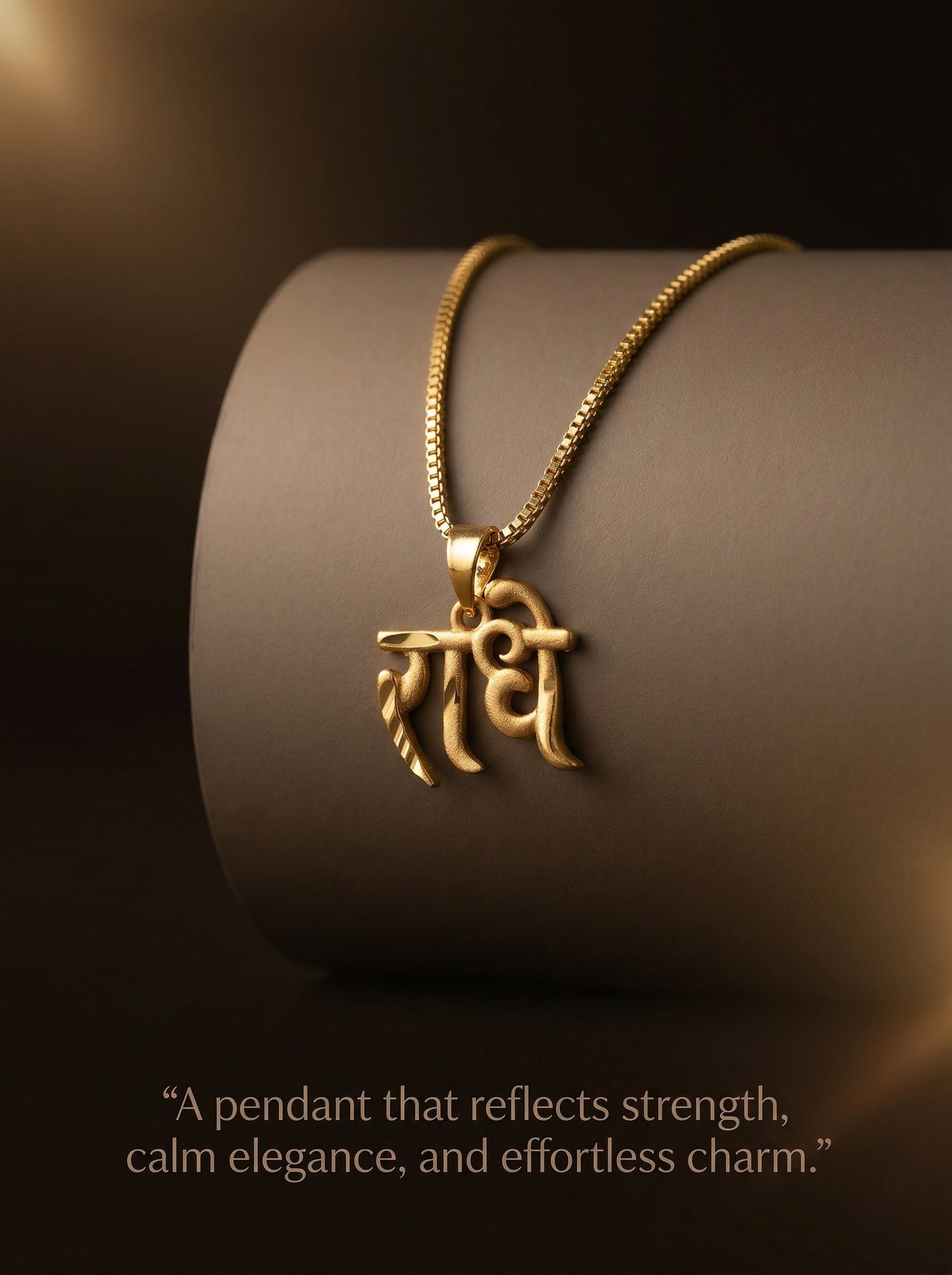Meira Jewellery Gold Plated Traditional Chain Pendant in Stylish Radhe Design for Women, Minimalist Gold Chain Necklace with Religious Name Style Charm, Daily Ethnic Simple Pendant Chain Necklace