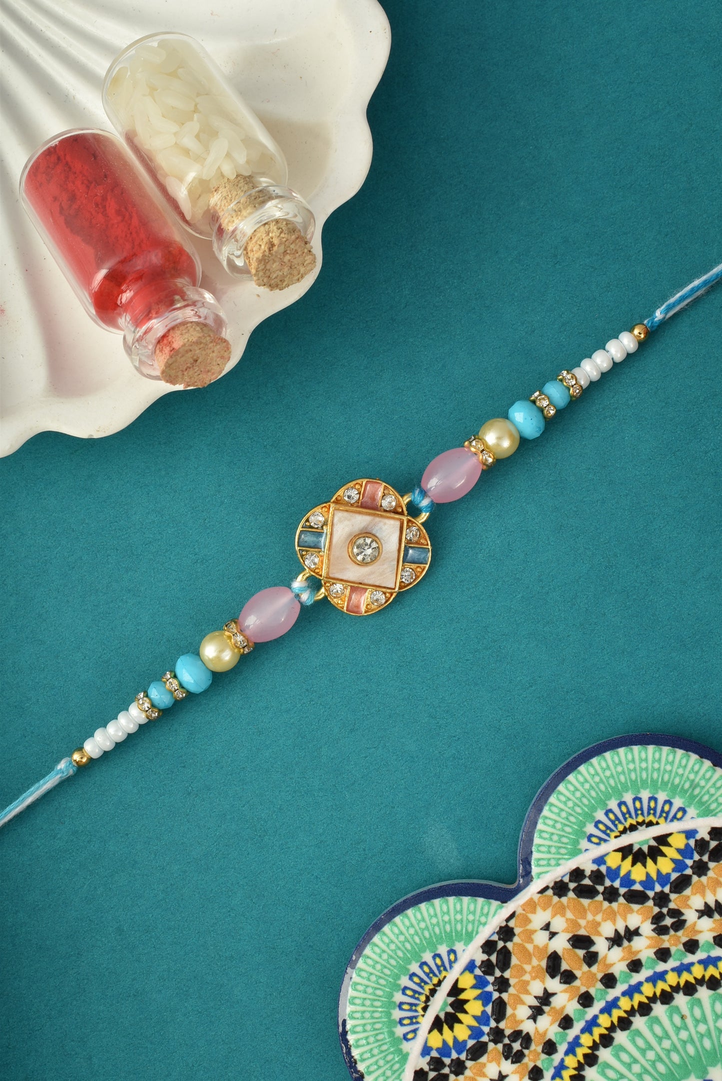 Pastel Color Designer Rakhi for Brother