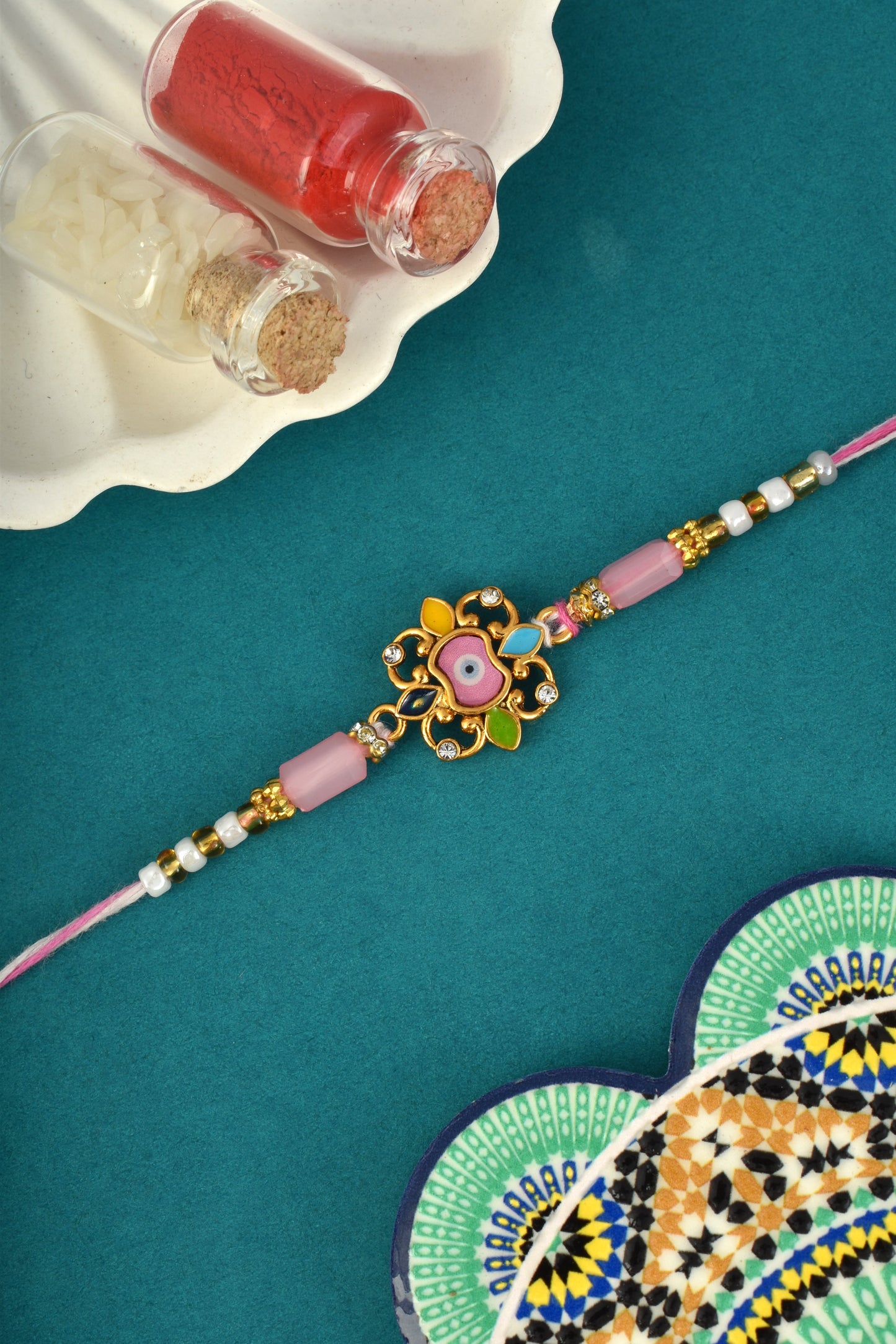 Flower Style Evil Eye Rakhi for Brother