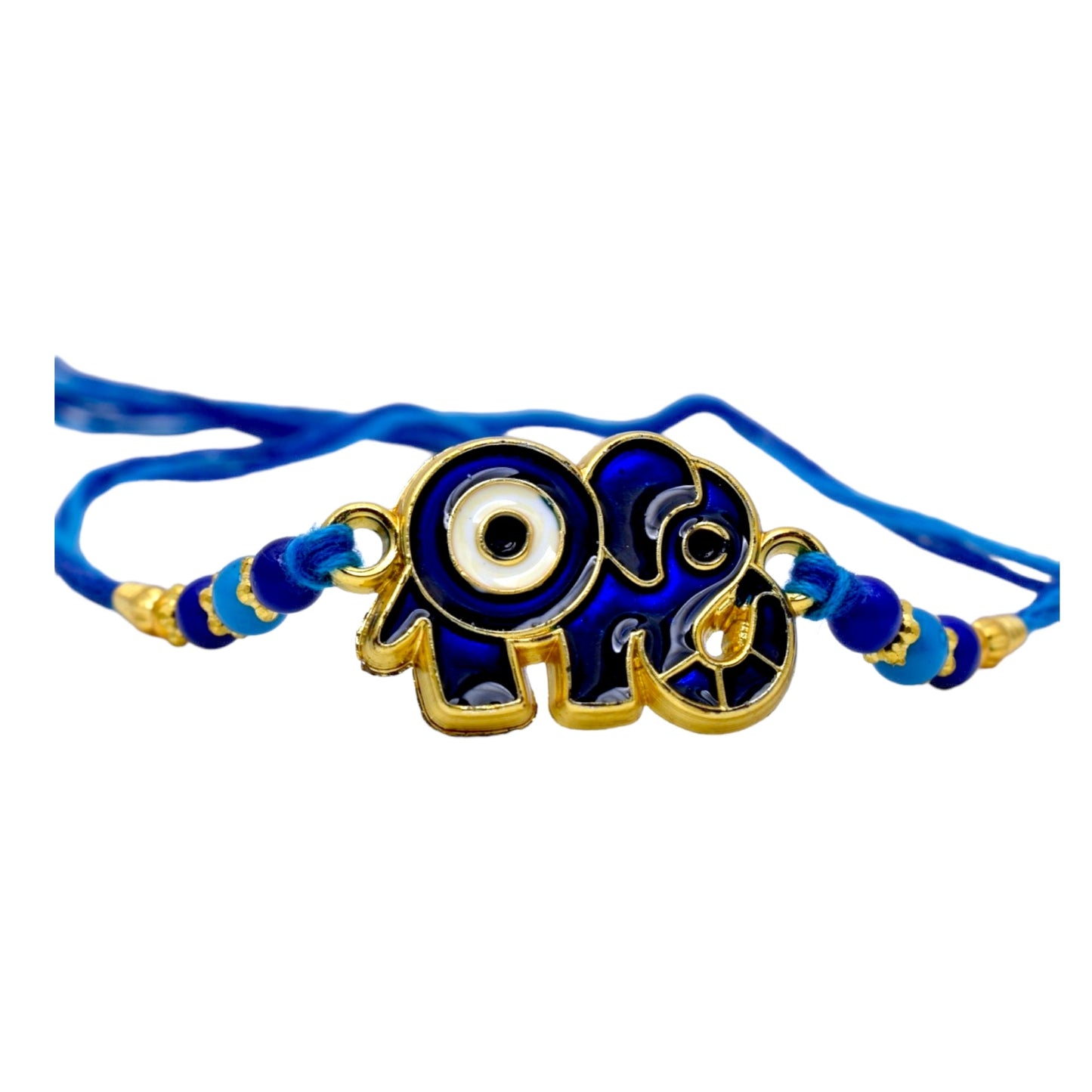 Elephant Evil Eye Rakhi Combo (Set of 3) with Roli Chawal and Greeting Card For Men Brother Kids