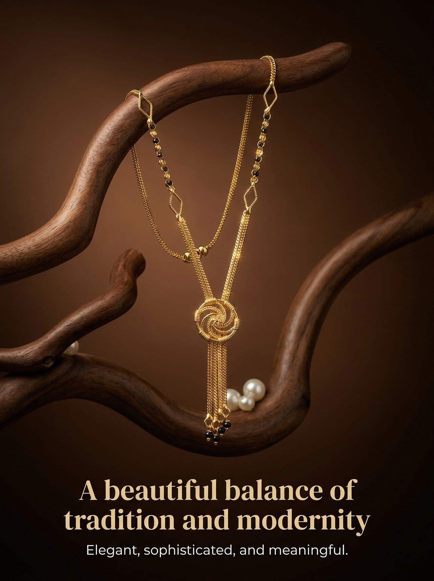 Meira Jewellery Traditional Mangalsutra for Women, Black Beads Chain with Pendant, Gold Plated Mangalsutra Necklace, Ethnic, Stylish Anniversary, Wedding, Festive Mangalsutra Jewellery for Women-38