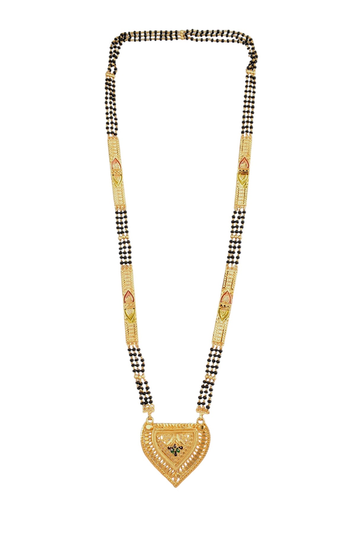 Premium Ethnic Long Double Chain Black Bead Mangalsutra for Women
