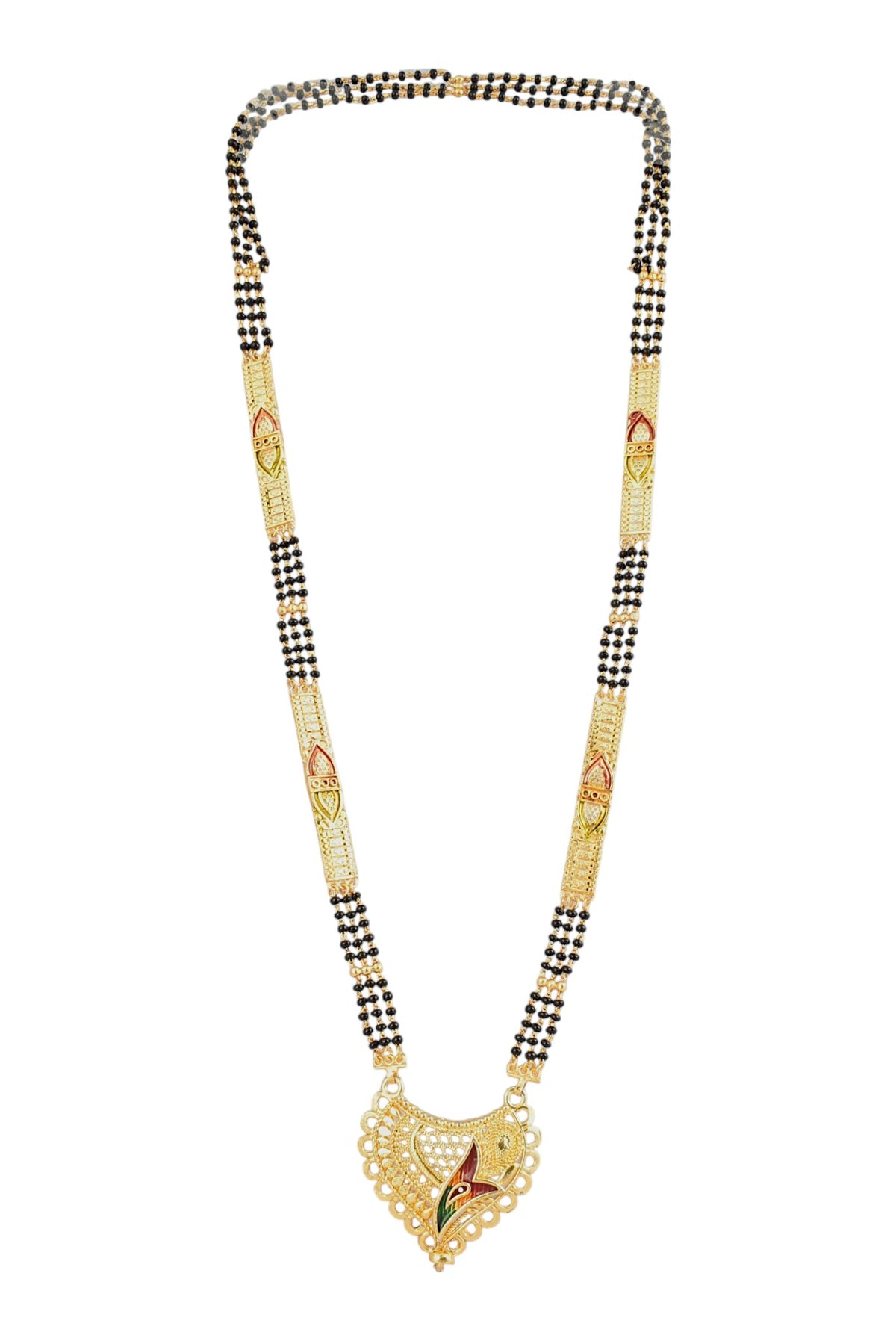 Premium Ethnic Long Double Chain Black Bead Mangalsutra for Women