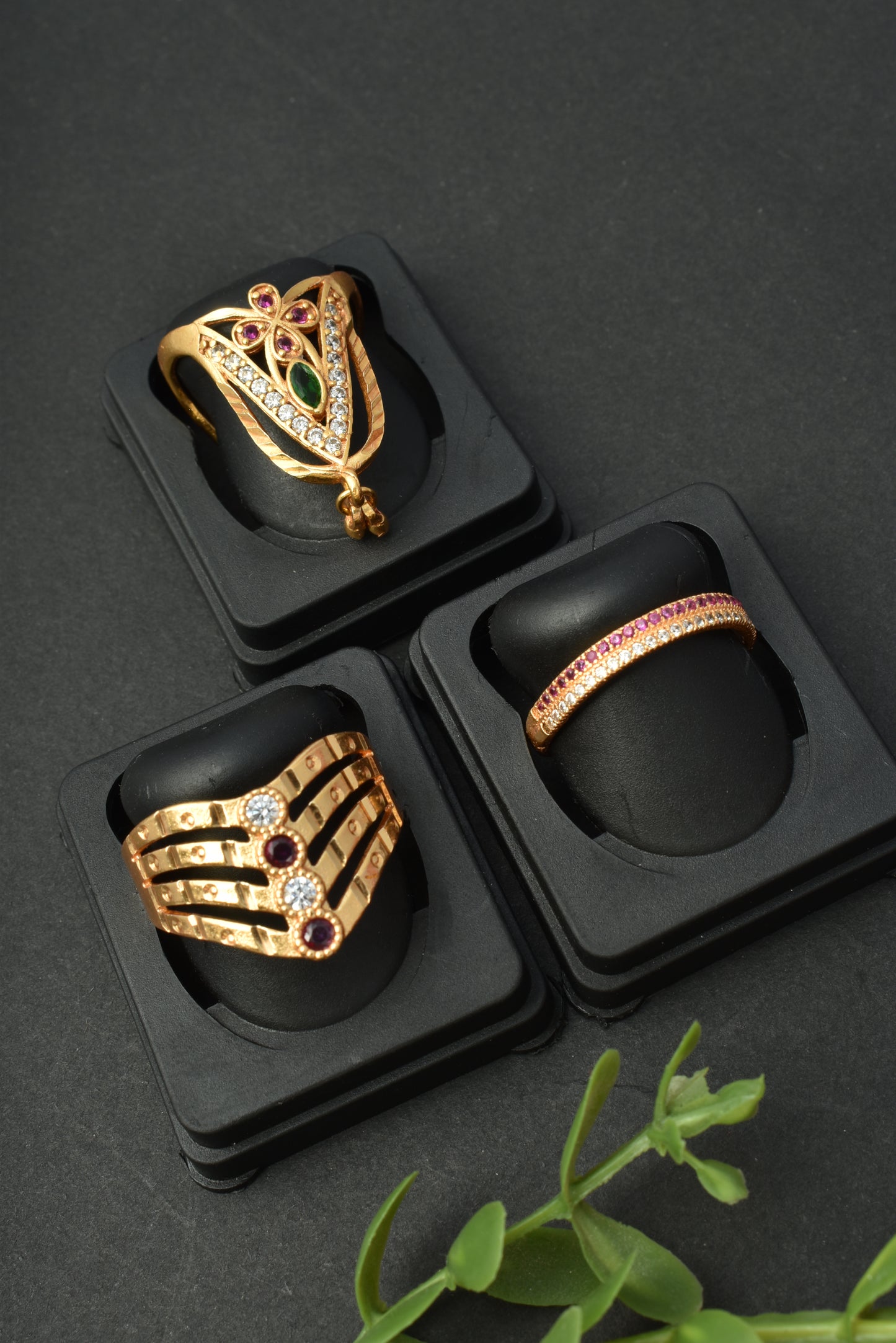 Women's Traditional Ethnic Combo of 3 Statement Ring