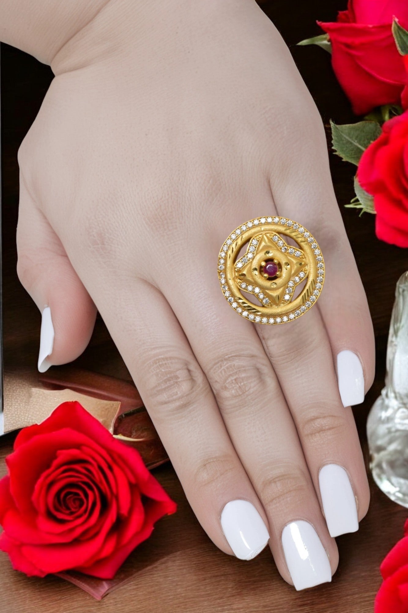 Gold-tone adjustable ring