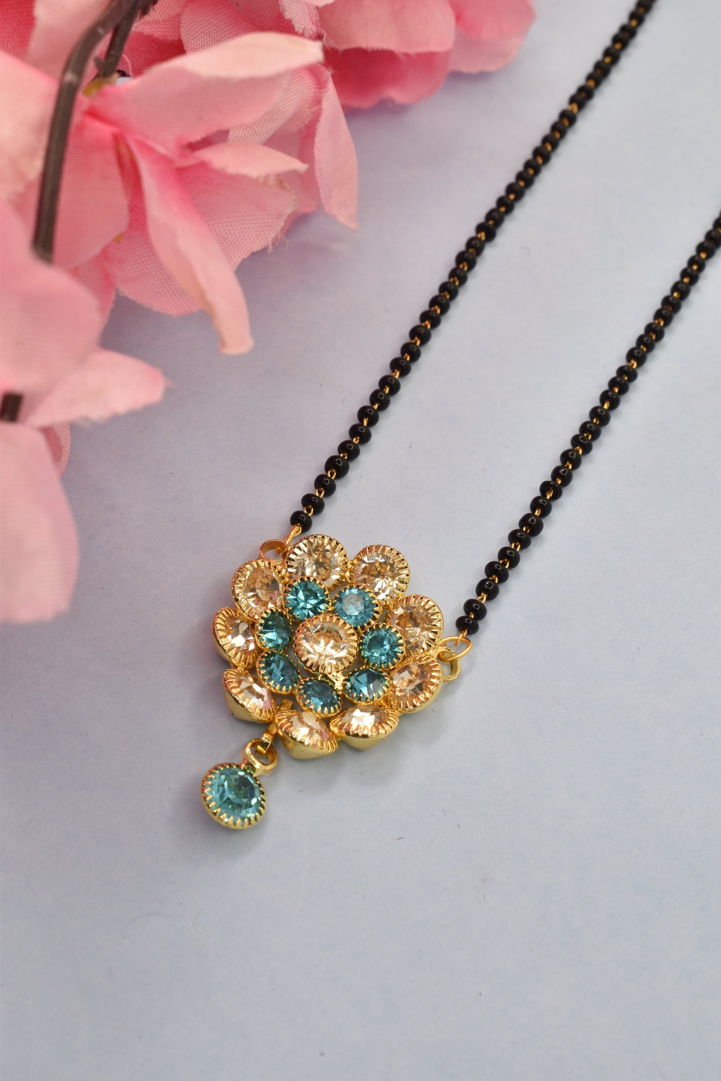 Mangalsutra,tanmania,gift for her,black bead mangalsutra,layered chain,necklace,karvachauth gift for her