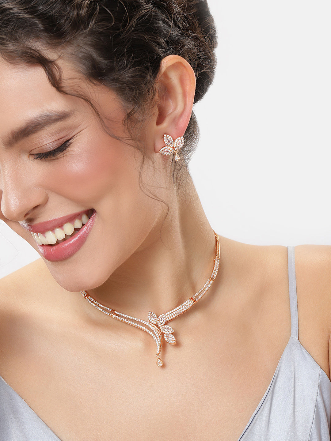 Rosegold jewellery set cz jewellery set,Necklace jewellery set