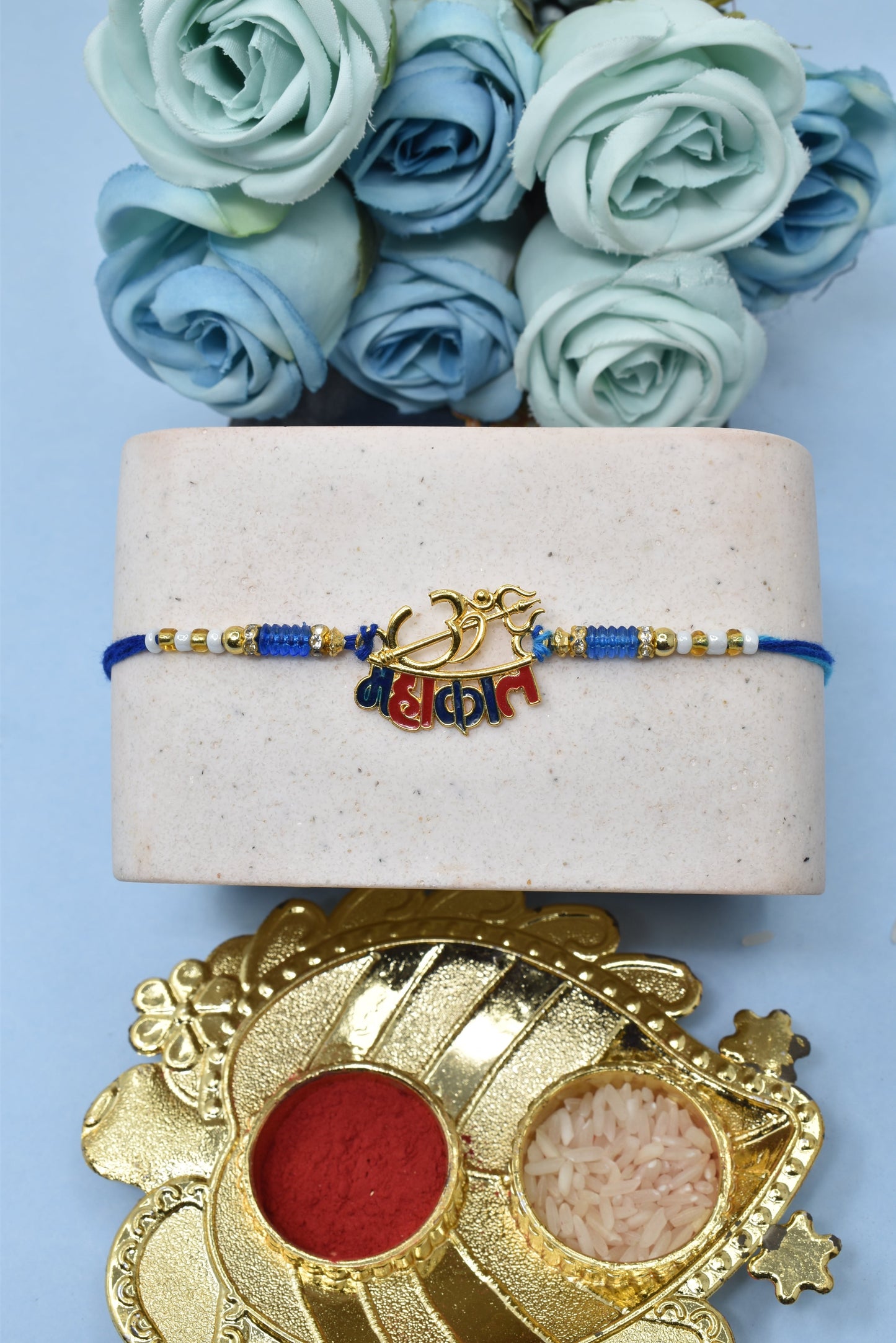 Spiritual OM with Mahakal Aesthtic Rakhis Divine Goldplated Multicolored Rakhis Set of 5 Rakhi with Pack of Roli Chawal n Card |rakhi for brother|Bhaiya Rakhi | Kids rakhi |Rakhi for kids|Rakhi for Bhaiya