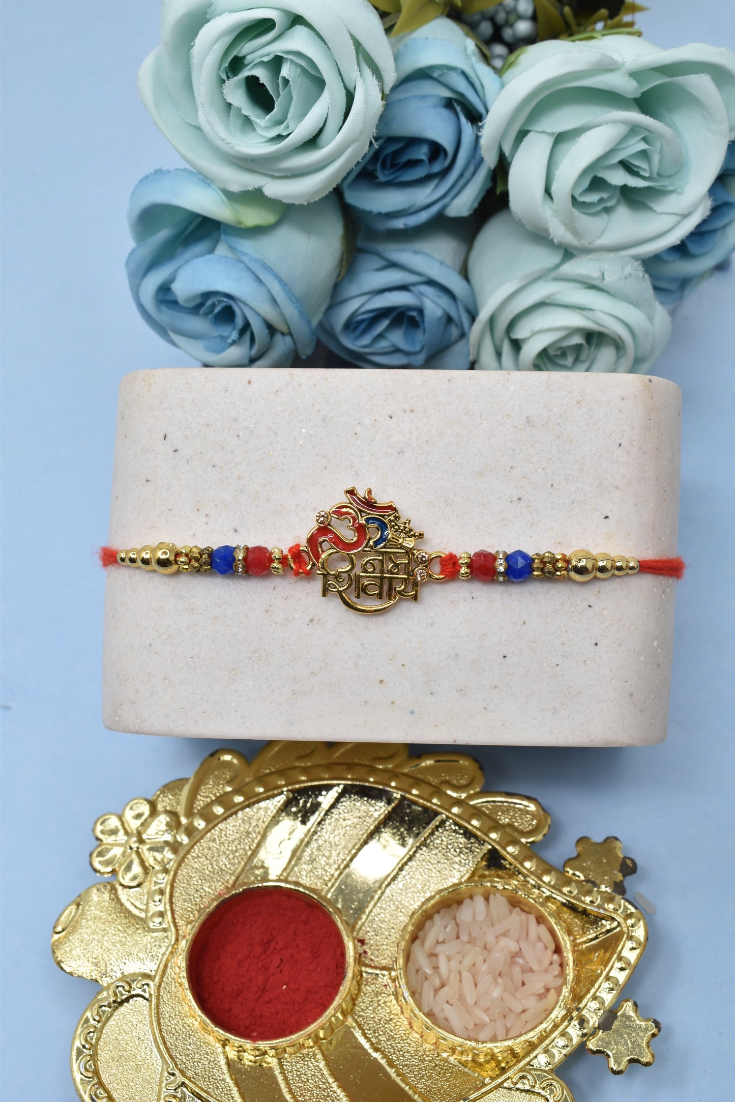 Spiritual OM Namah Shivay Divine Multicolored Rakhis Set of 5 Rakhi with Pack of Roli Chawal n Card |rakhi for brother|Bhaiya Rakhi | Kids rakhi |Rakhi for kids|Rakhi for Bhaiya