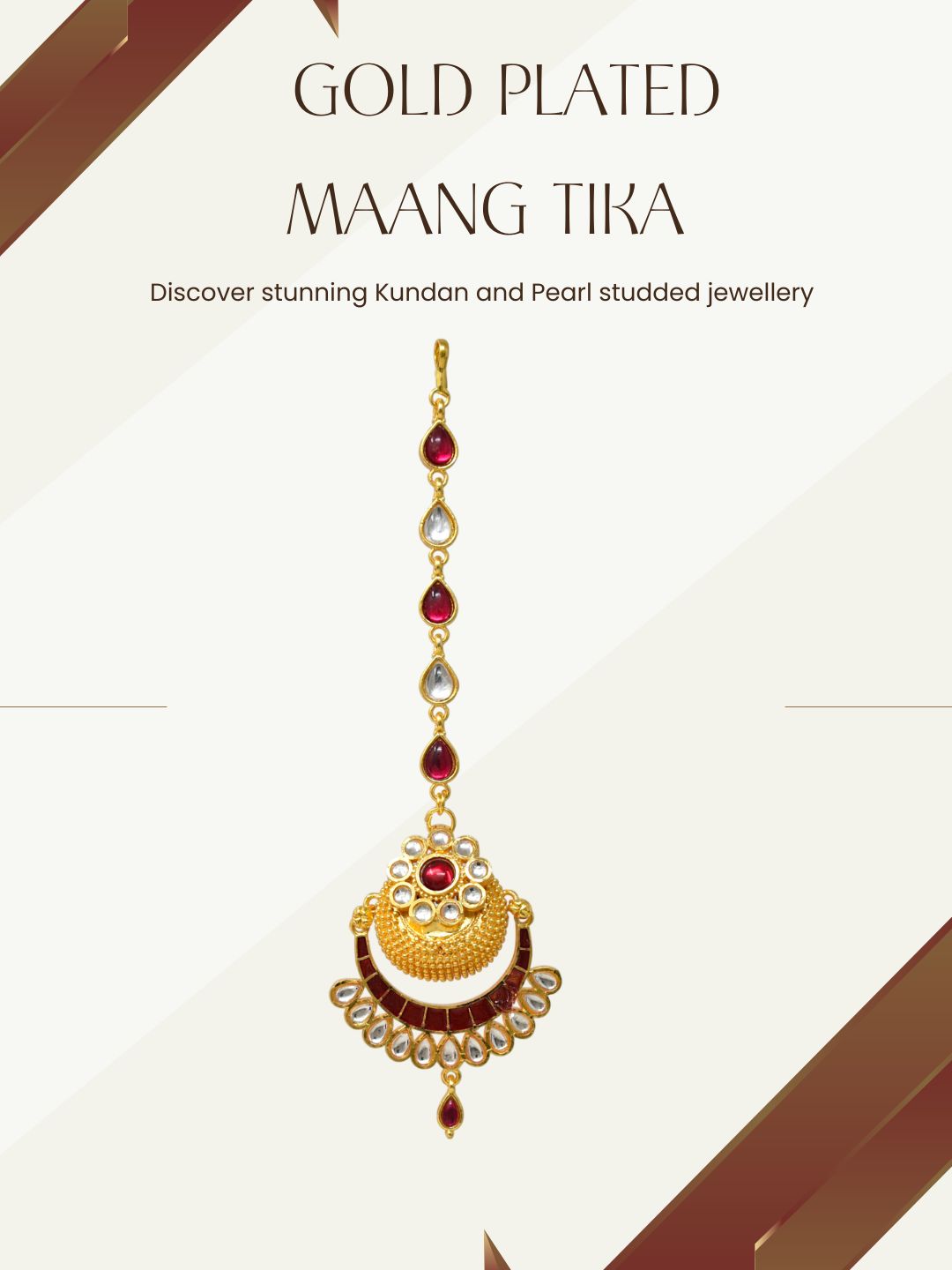 Red Pearl Chain Maang Tika