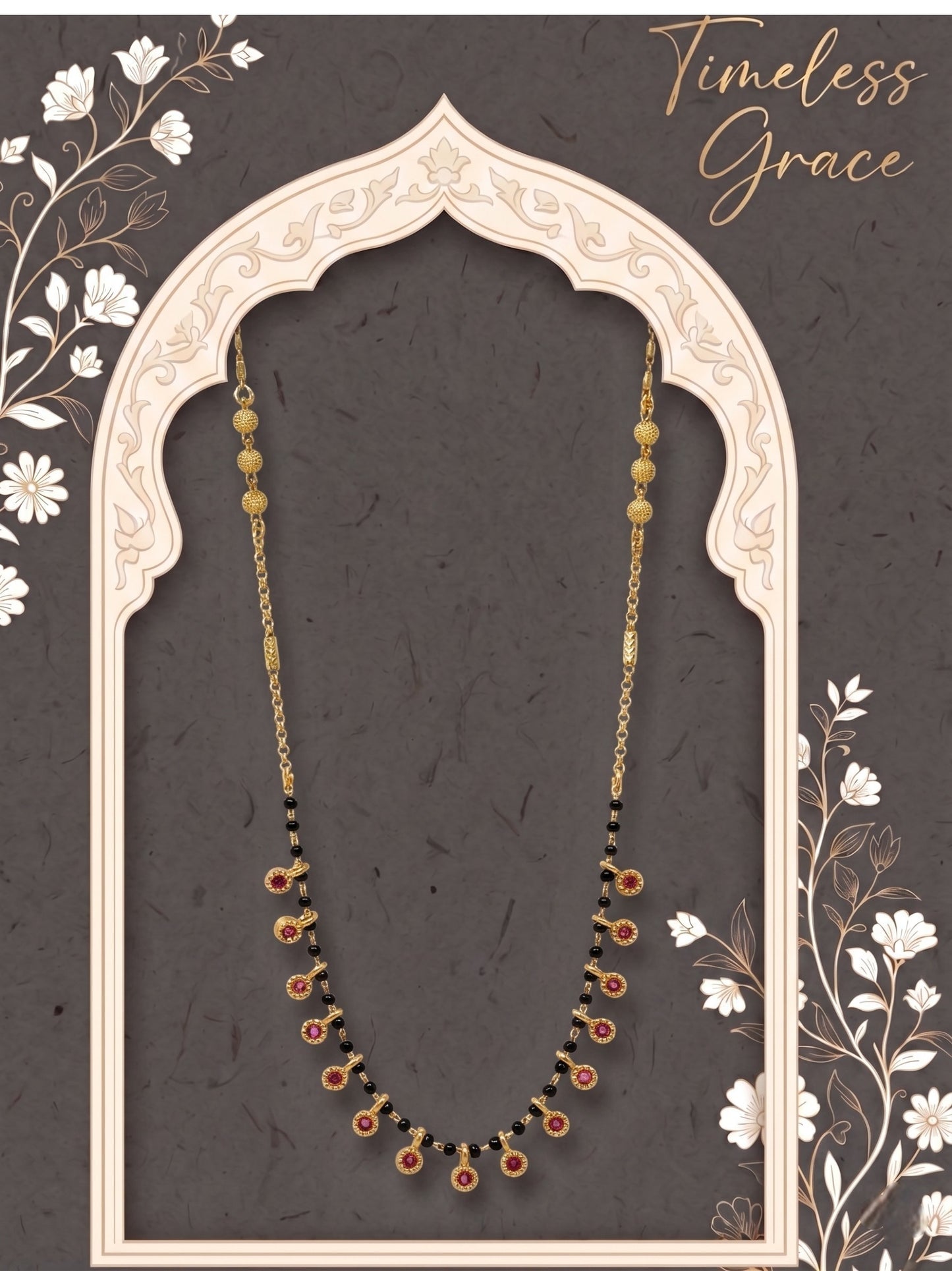Gold-Toned Stone Studded Mangalsutra with Matching Earrings Combo Set