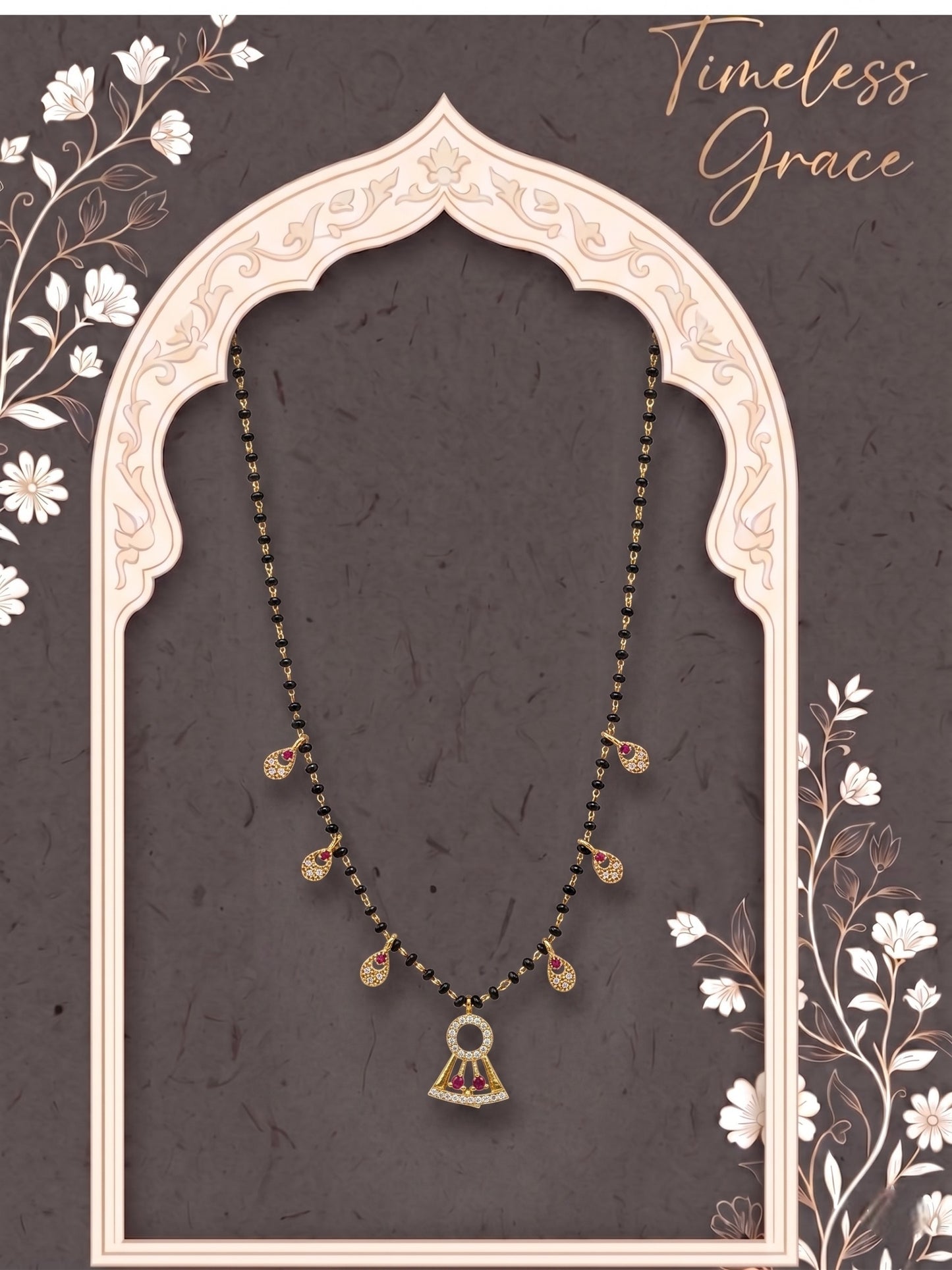 Gold-Toned Stone Studded Mangalsutra with Matching Earrings Combo Set