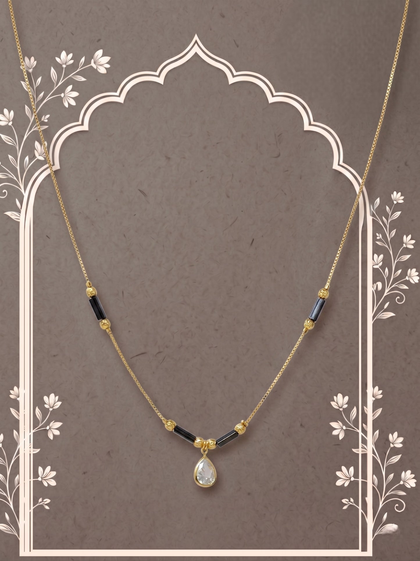 Gold-Toned Stone Studded Mangalsutra with Matching Earrings Combo Set