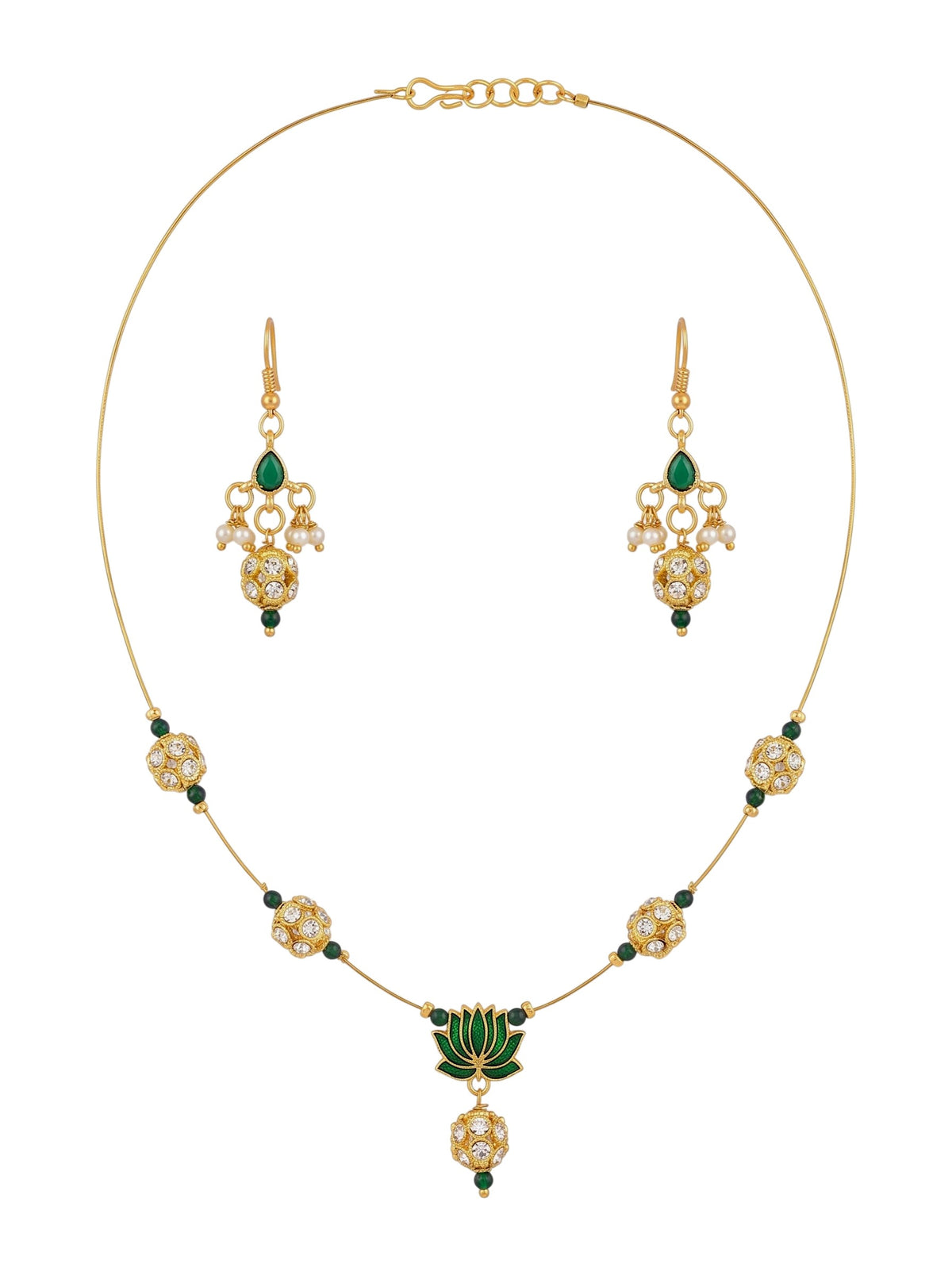 Gold-Plated Wire Necklace Set with Earring for Women and Girls