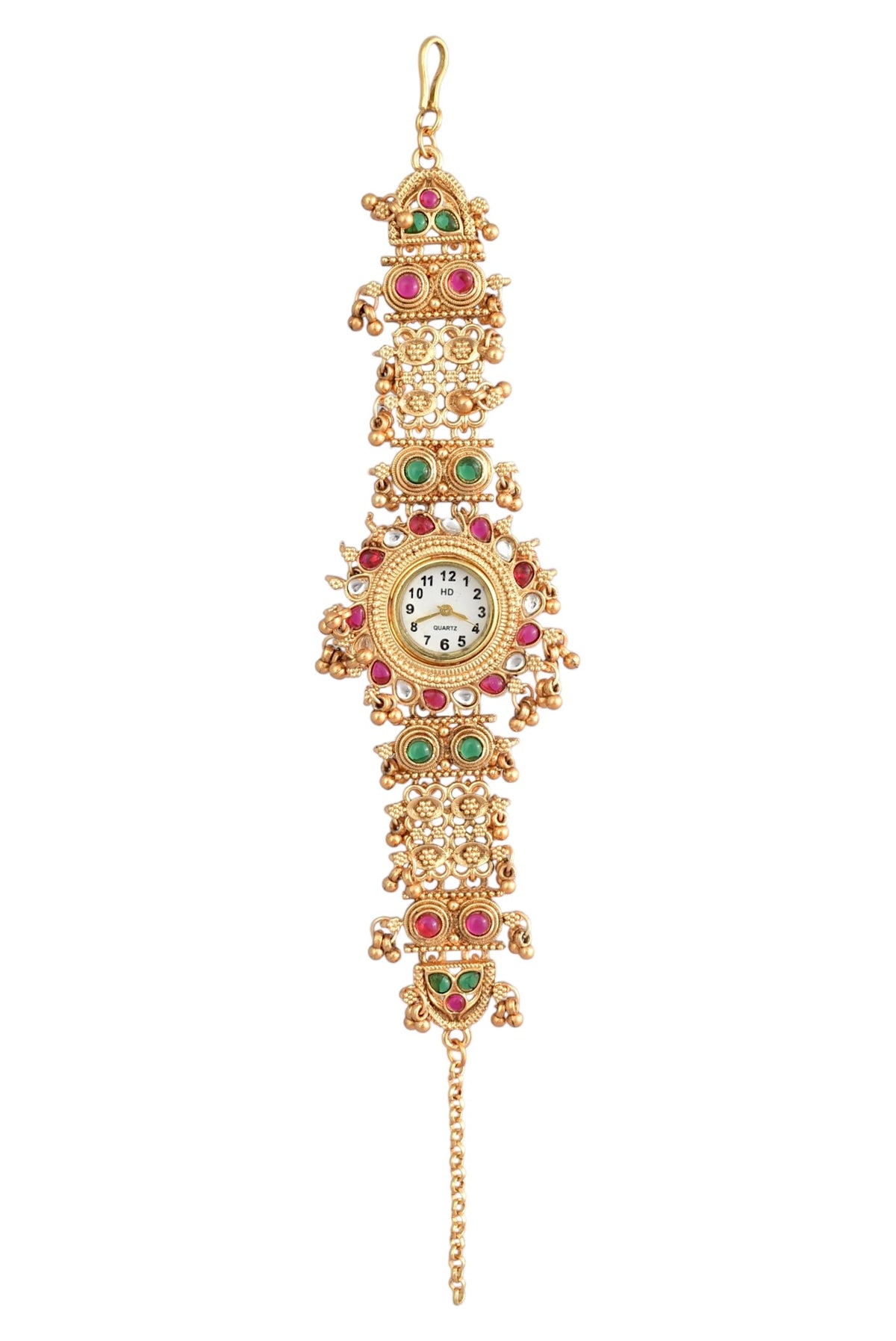 Stylish Gold Plated Ethnic Kundan Kashmiri Watch for Women and Girls