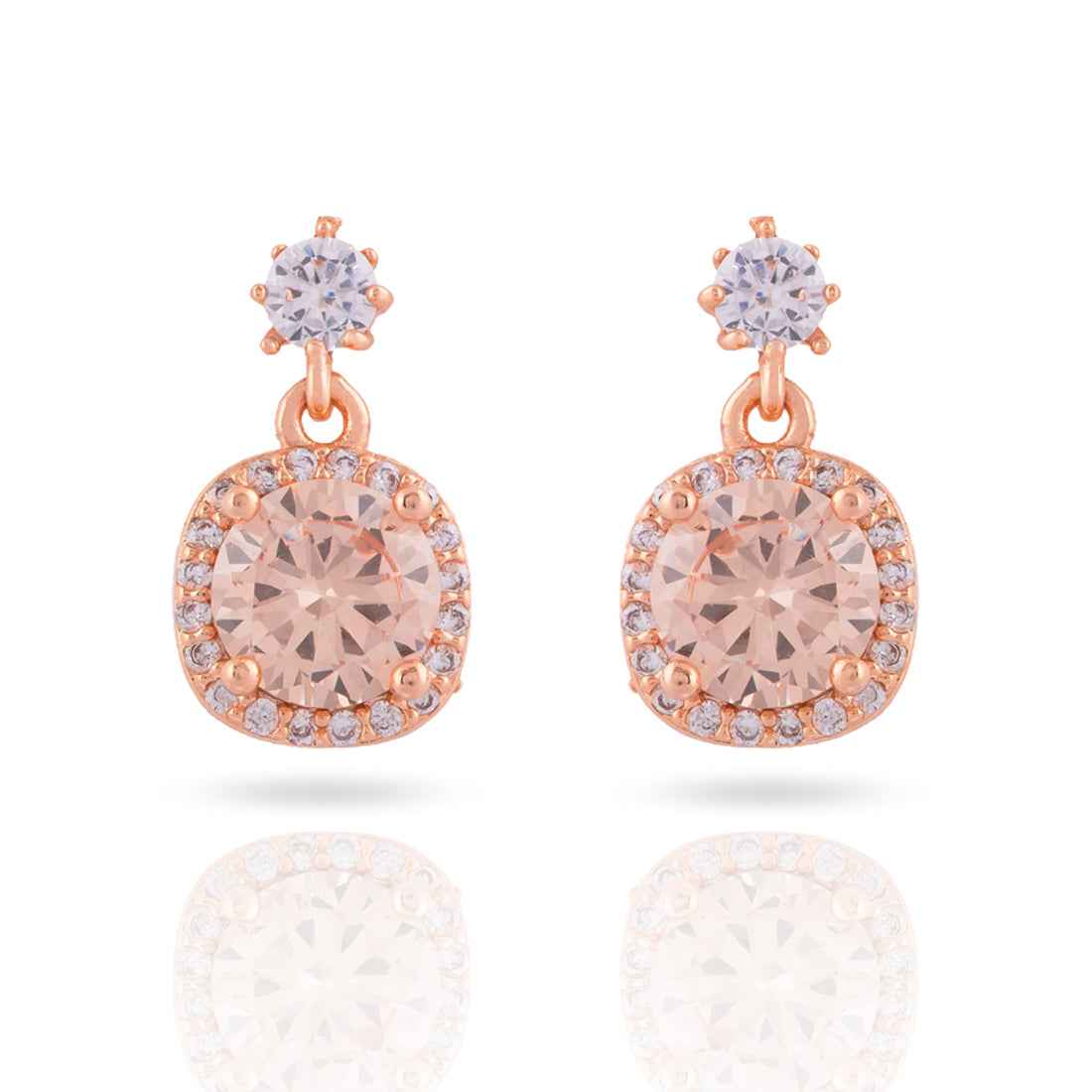 Solitaire Style Rose Gold Drop Earring