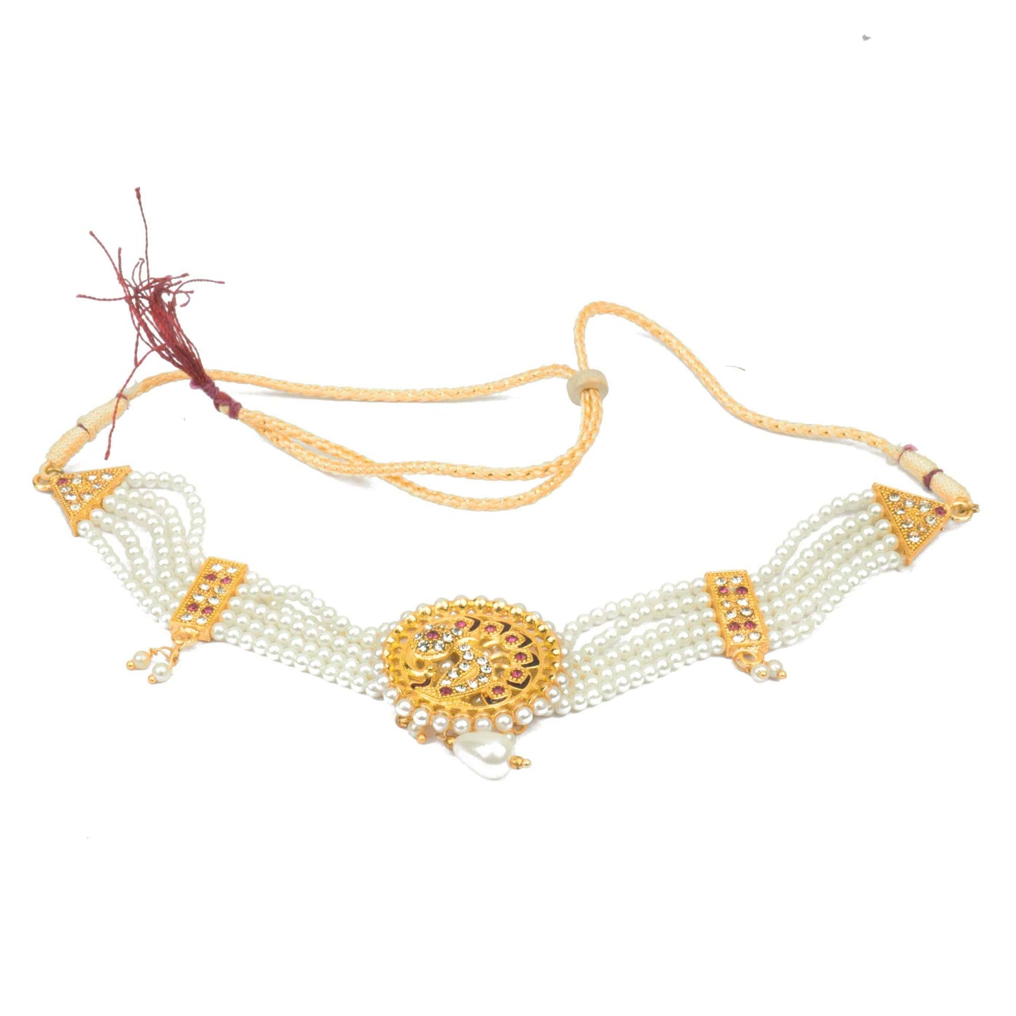 Ethnic AD Studded Rajputana White Moti Choker