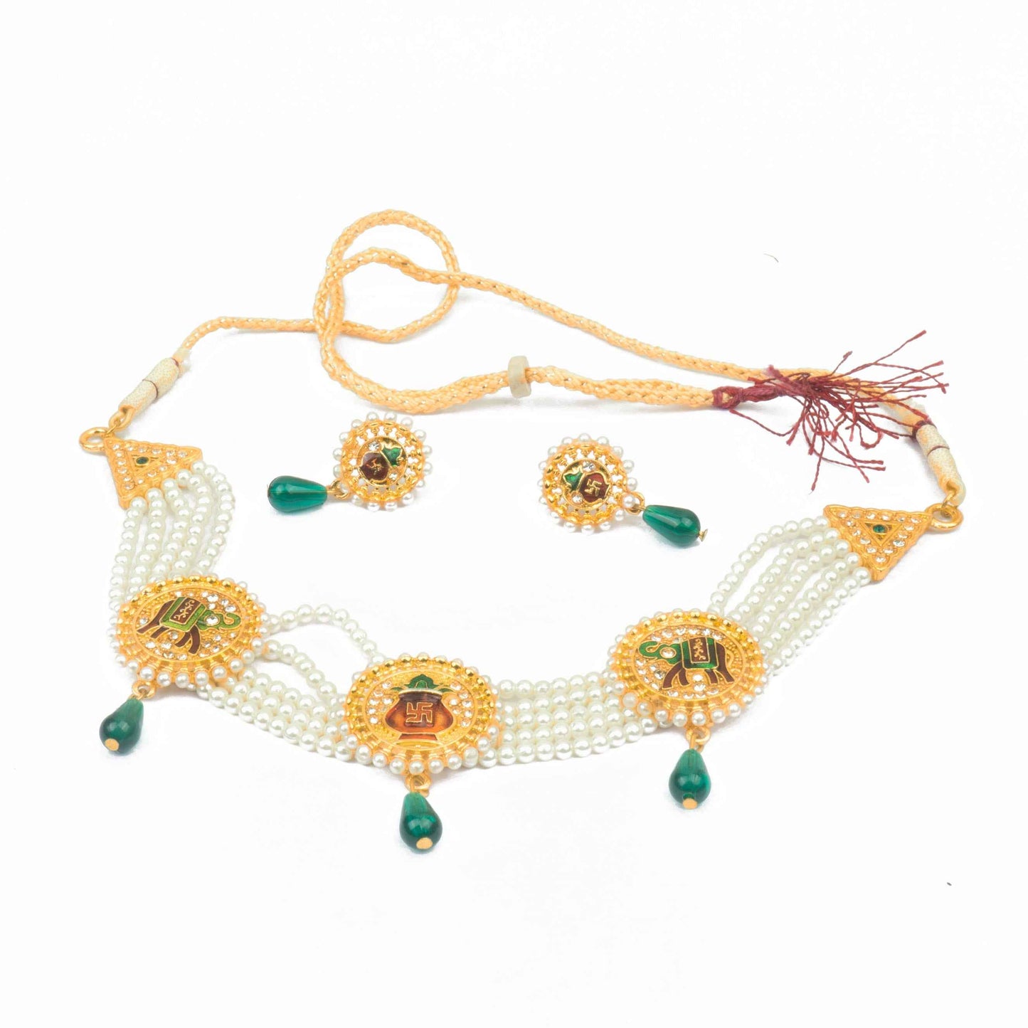 Traditional Kalash and Elephant Design Rajasthani Choker