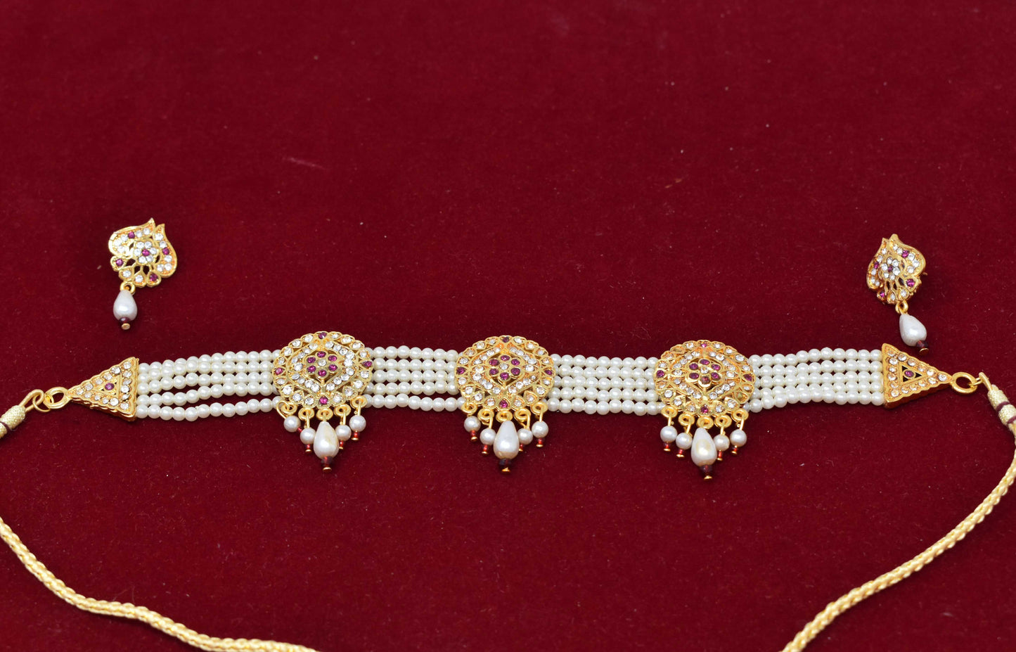 Fashionable AD Stone Work Rajasthani Choker Set