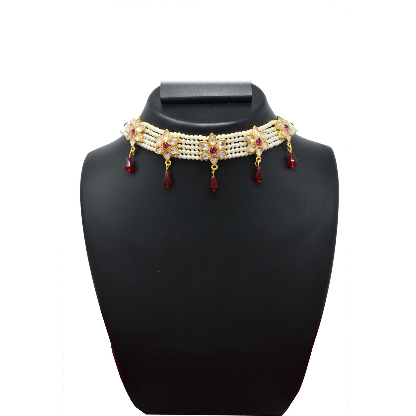 Fancy Maroon color Kundan Work Rajputi Choker Set