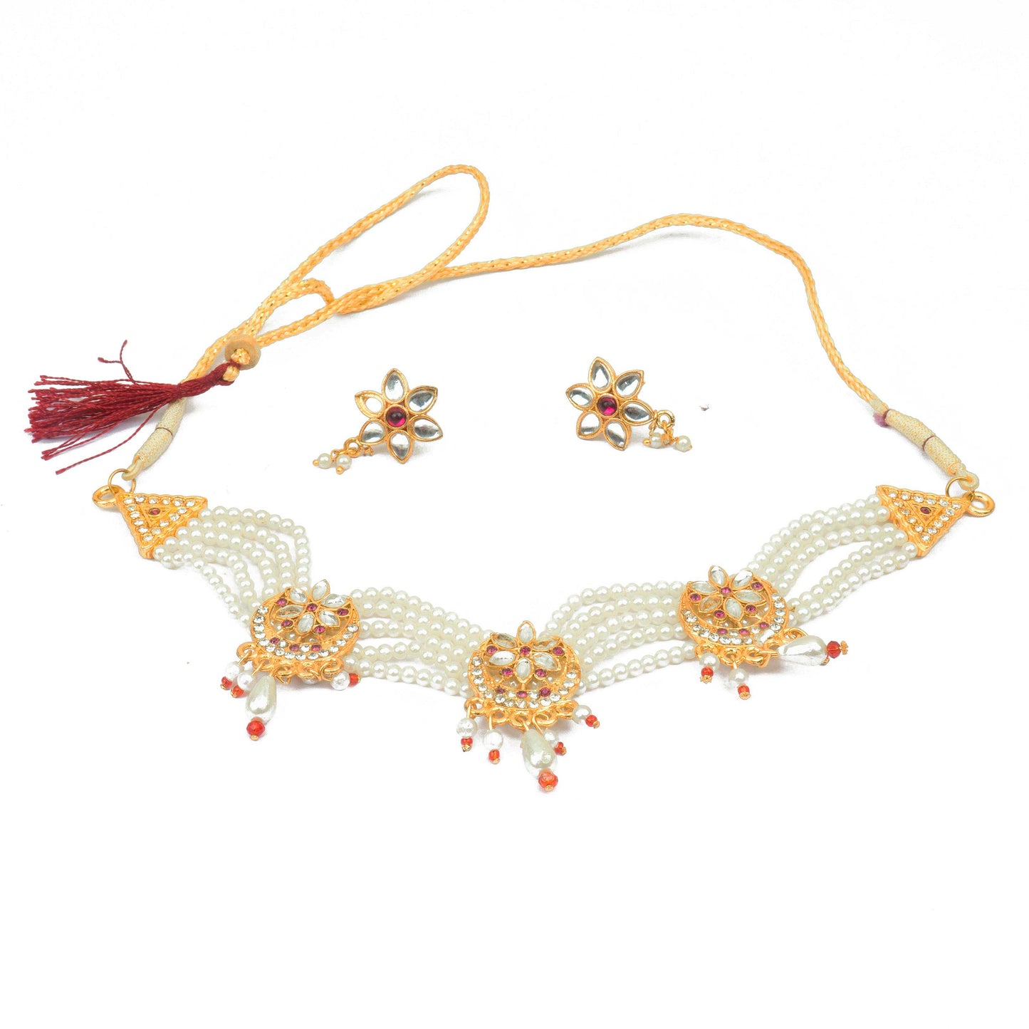 Incredible Combination of Kundan and AD Stone Work Rajasthani Choker Set