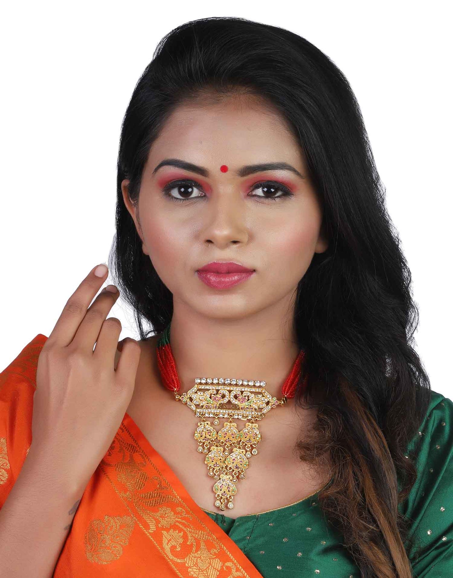 American Diamond Work Peacock Design Rajputi Aad