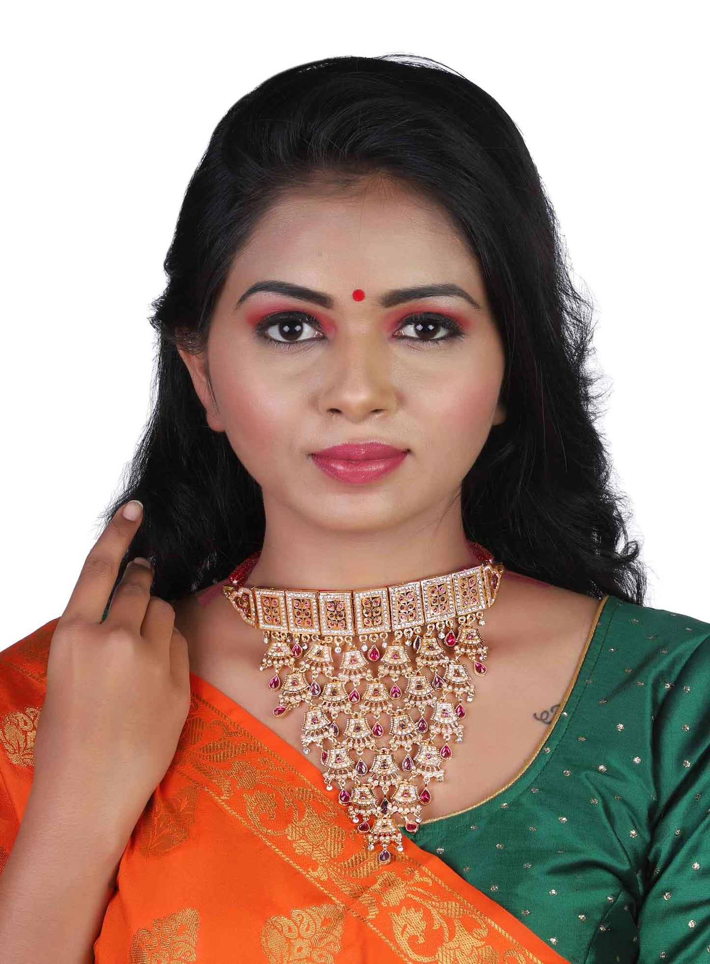 Rajasthani Mughal-E-Azim Aad with Pink Color Stones