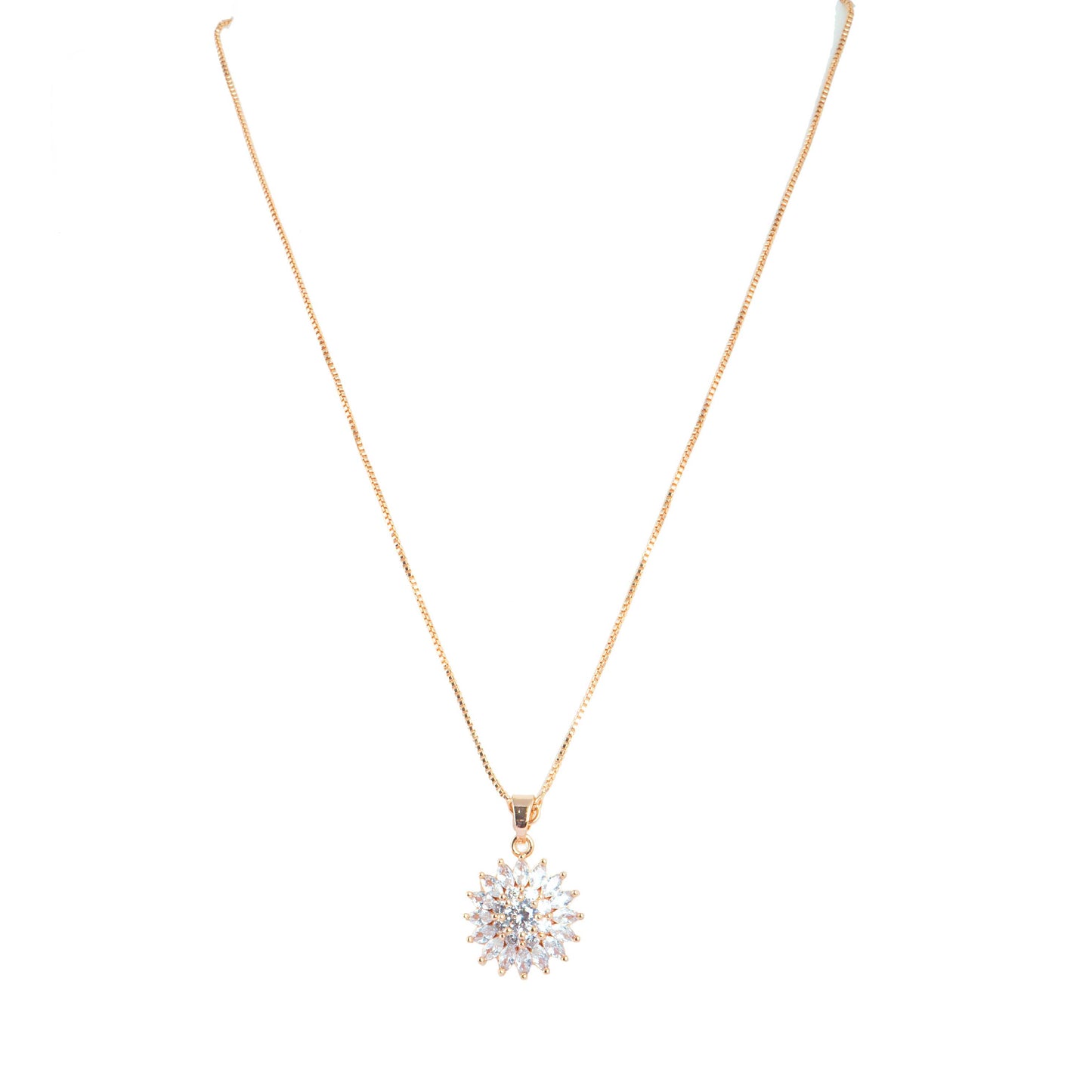 Sunflower shape Rose Gold plated Combo set studded with CZ
