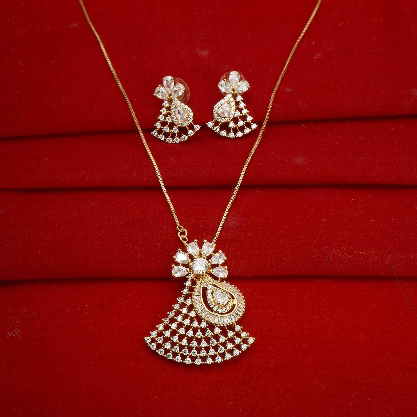 Rose Gold Neckpiece Enamelled with American Diamond and CZ Diamonds