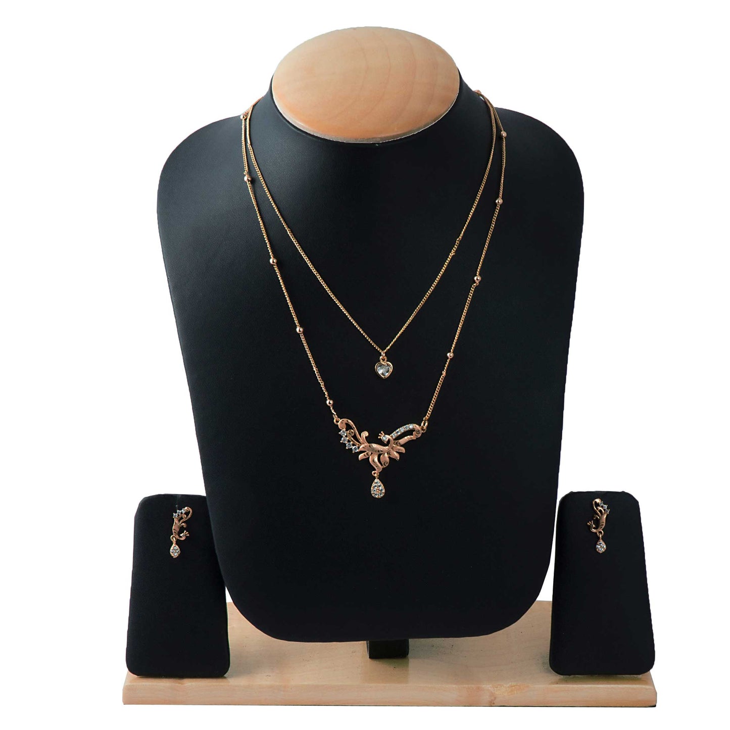 Rose Gold-Toned Two-Layered Chain Necklace