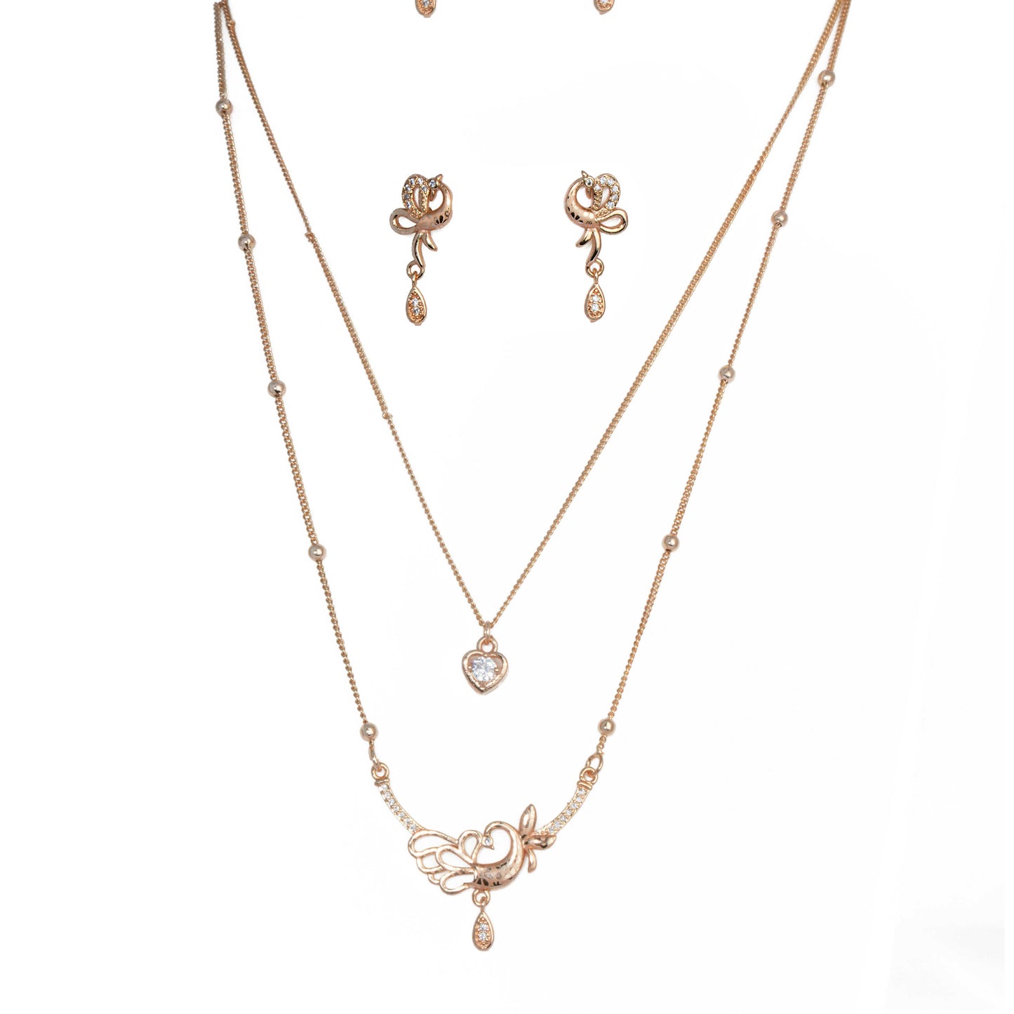 Rose Gold-Toned Two-Layered Chain Necklace