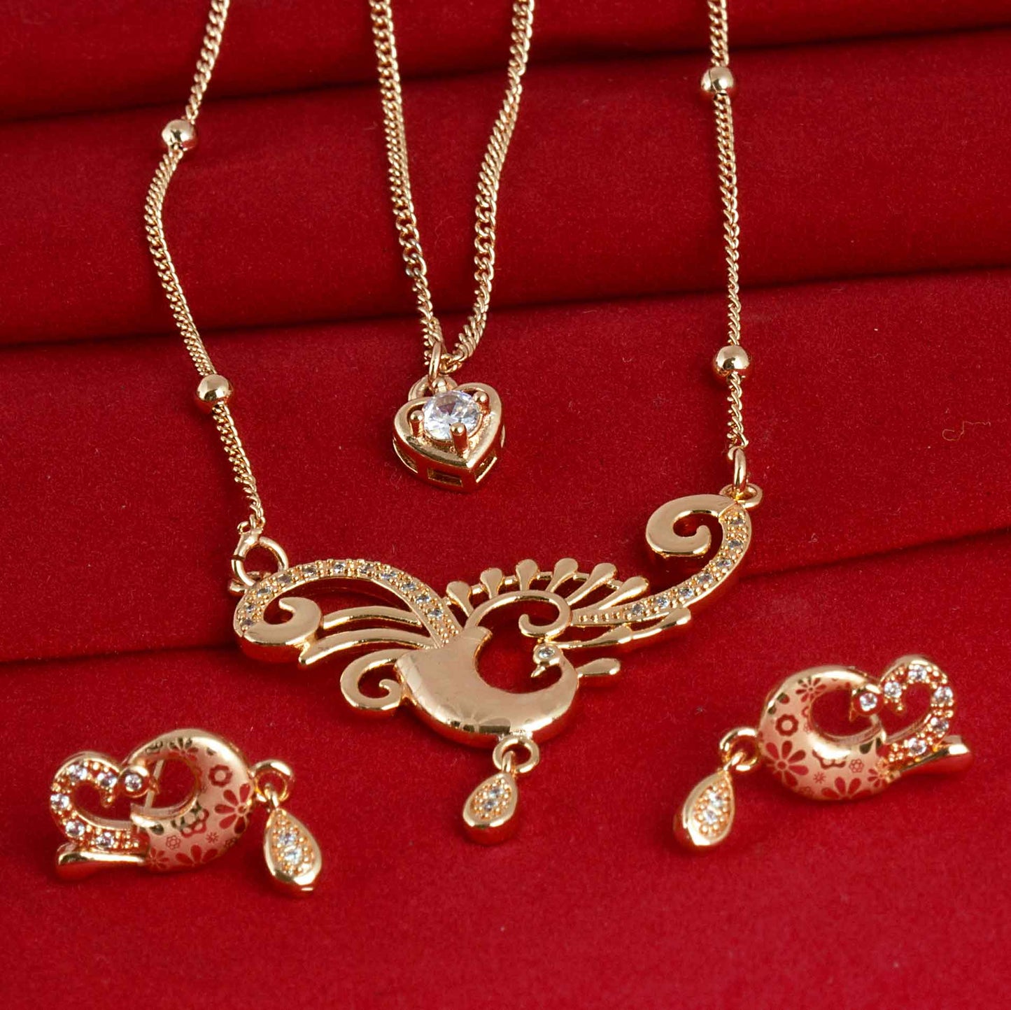 Rose Gold-Toned Two-Layered Chain Necklace