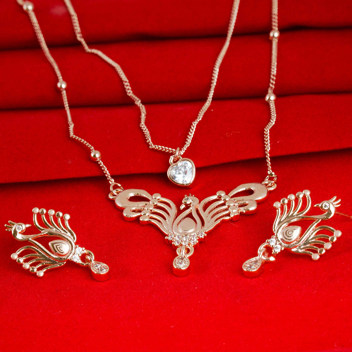 Rose Gold-Toned Two-Layered Chain Necklace