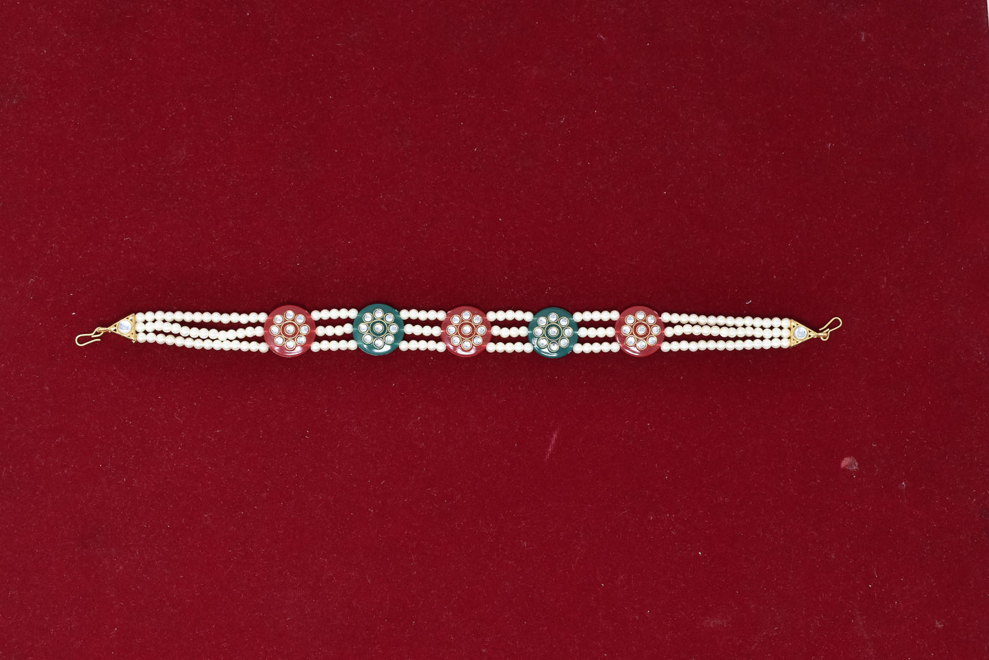 Ethnic Mathapatti Sheeshful White Pearl and Kundan Work for women