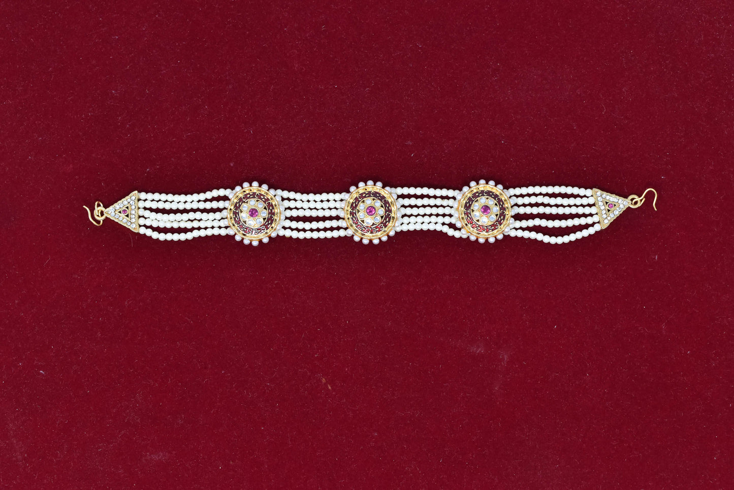 Ethnic Mathapatti Sheeshful White Pearl and Kundan Work for women