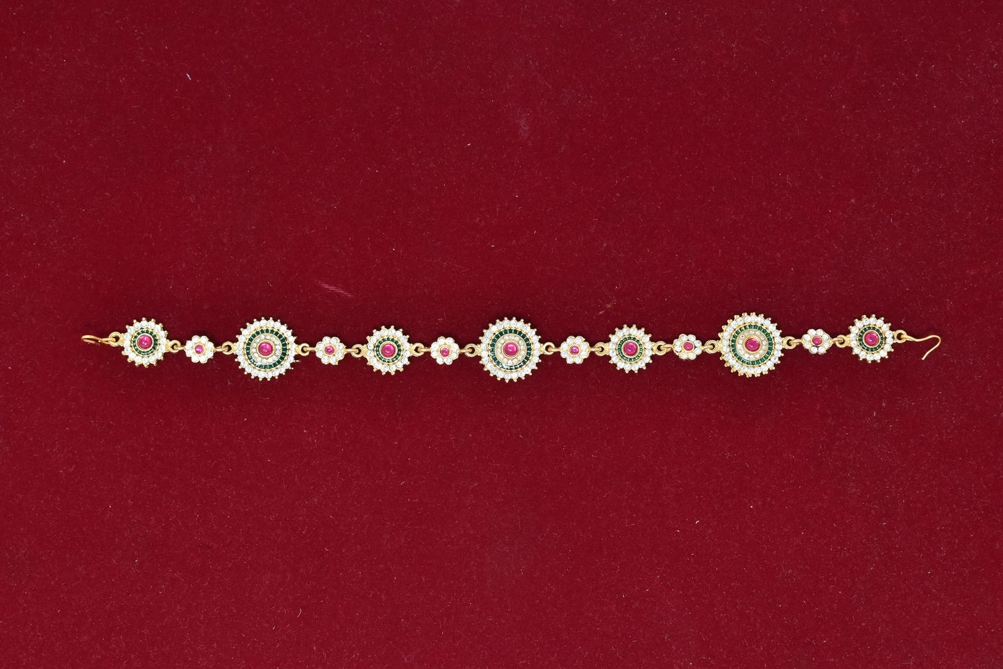 Ethnic Mathapatti Sheeshful White Pearl and Kundan Work for women