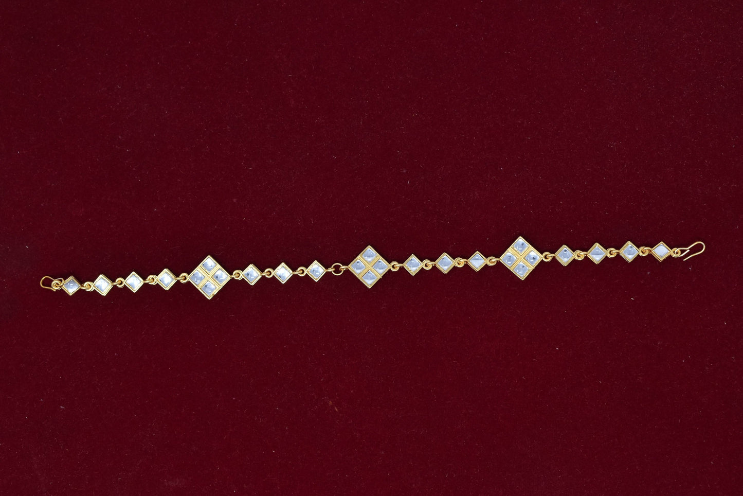 Ethnic Mathapatti Sheeshful White Pearl and Kundan Work for women