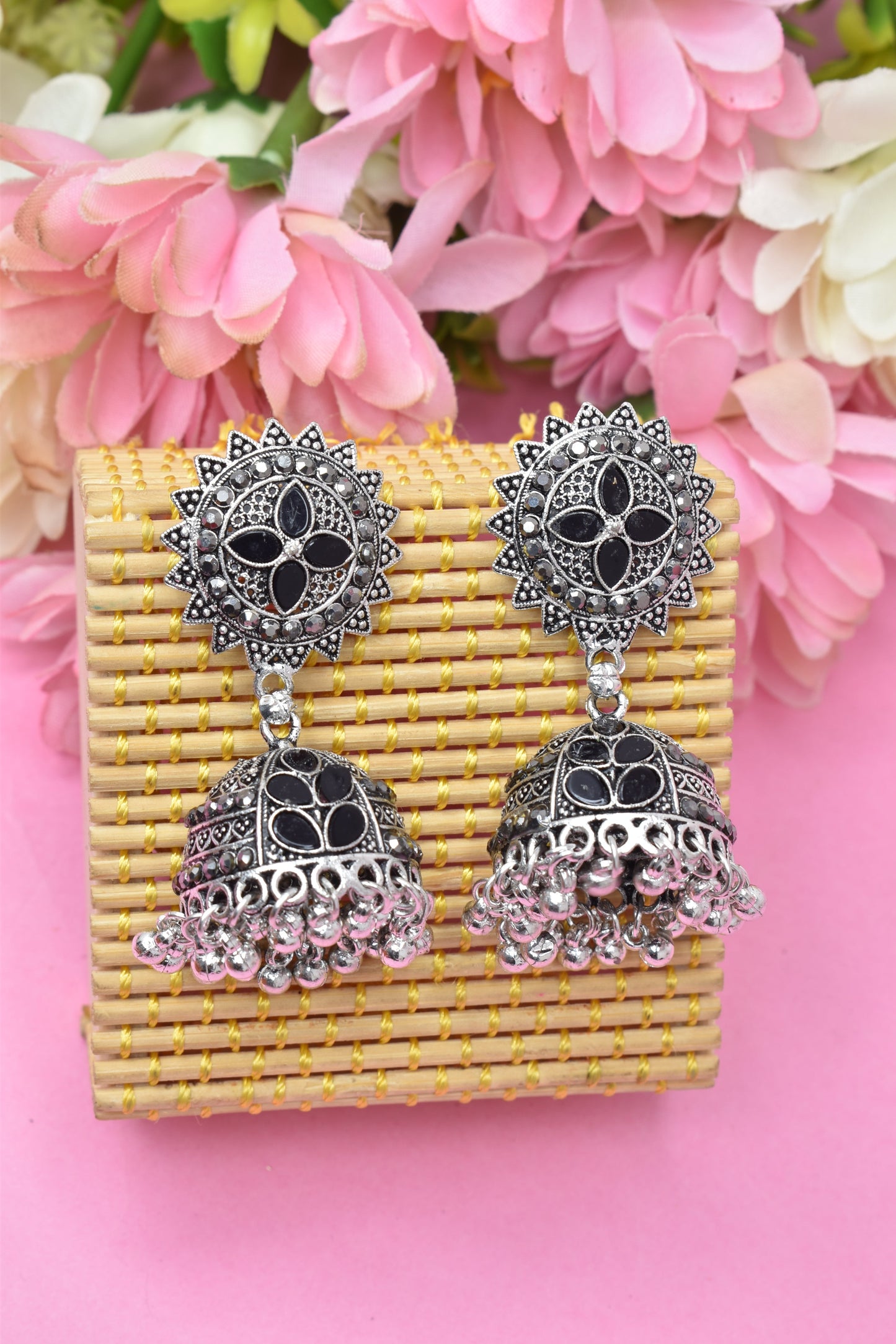Earrings Jhumaki,Jumakas big,jhumkiyaan for women,Stylish partywear multicolored German silver earrings,big partywear bollywood style Earrings