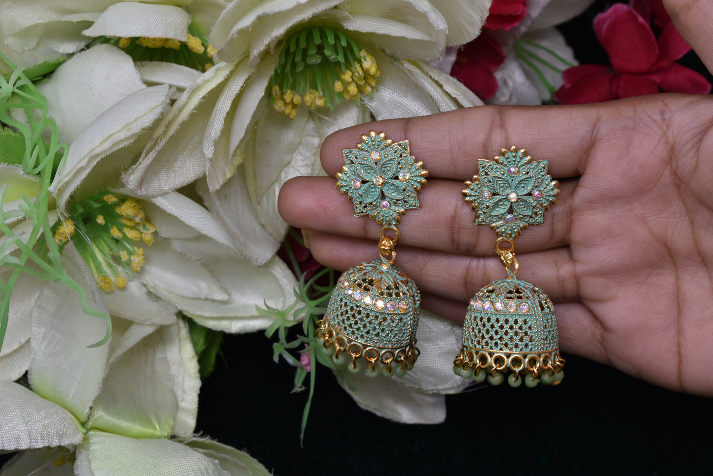 Antique design Minakari work Gold plated Tradional Earrings for women n girls