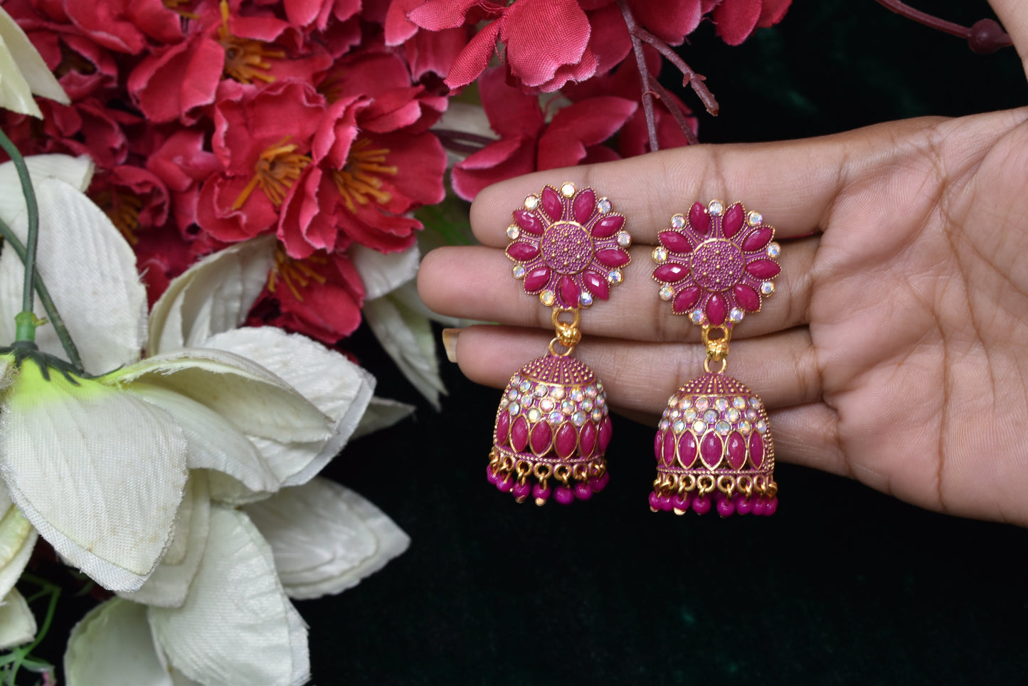 Antique design Minakari work Gold plated Tradional Earrings for women n girls