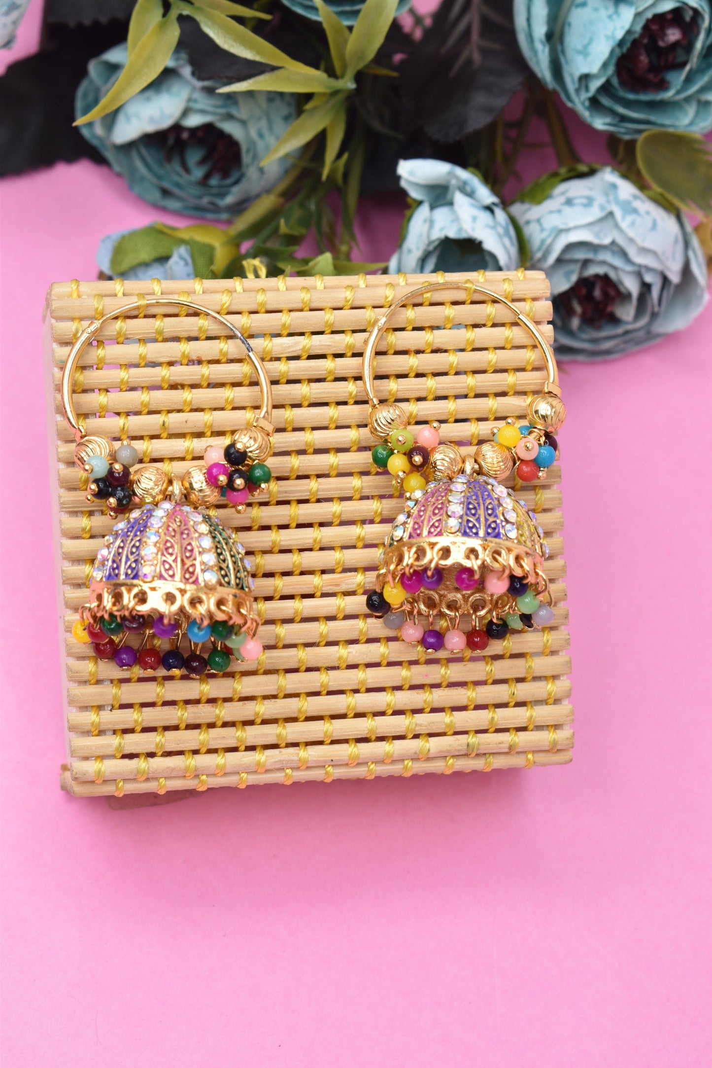Earrings Jhumaki,Jumakas big,jhumkiyaan for women,Stylish partywear multicolored German silver earrings,big partywear bollywood style Earrings