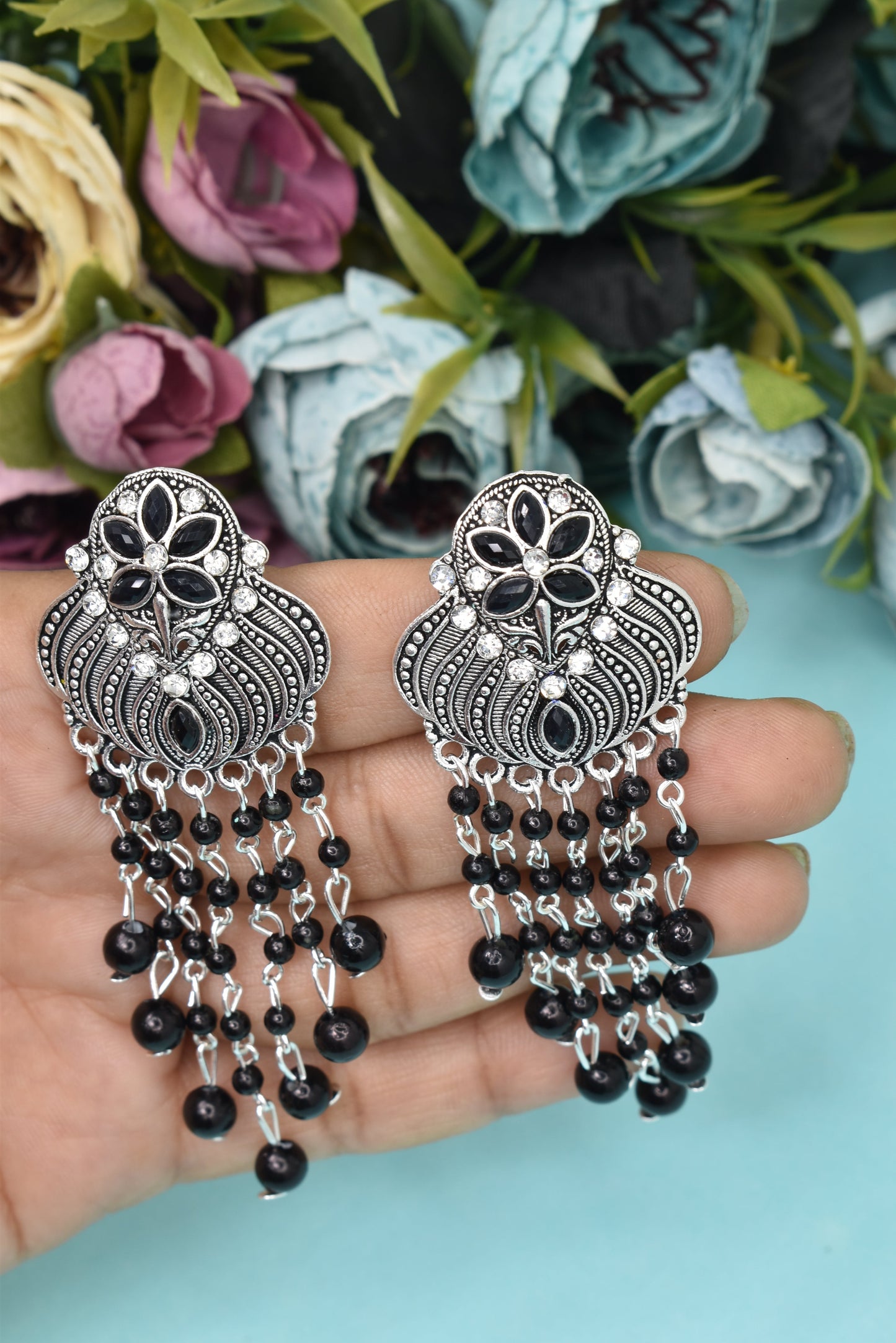 Earrings Jhumaki,Jumakas big,jhumkiyaan for women,Stylish partywear multicolored German silver earrings,big partywear bollywood style Earrings