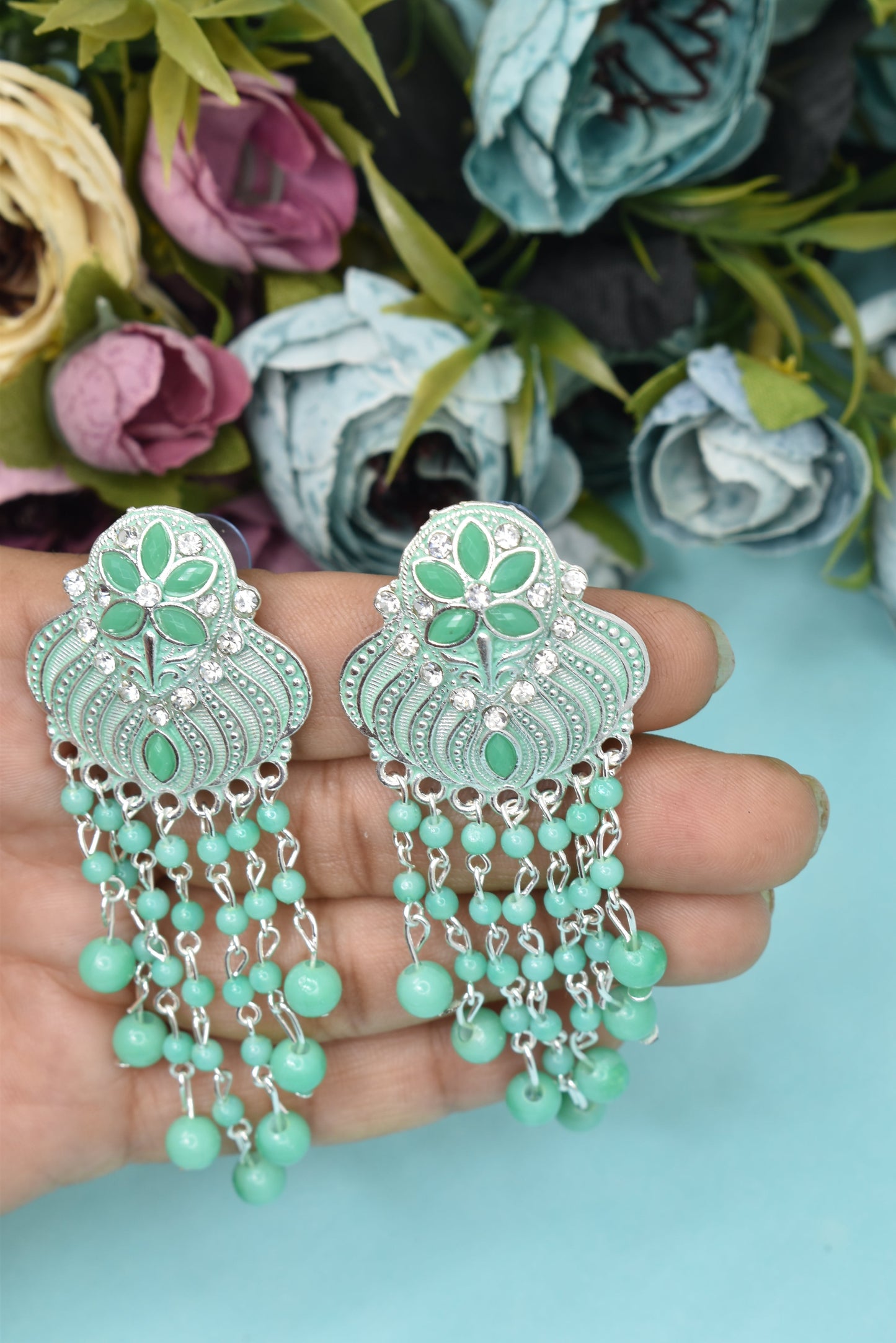 Earrings Jhumaki,Jumakas big,jhumkiyaan for women,Stylish partywear multicolored German silver earrings,big partywear bollywood style Earrings