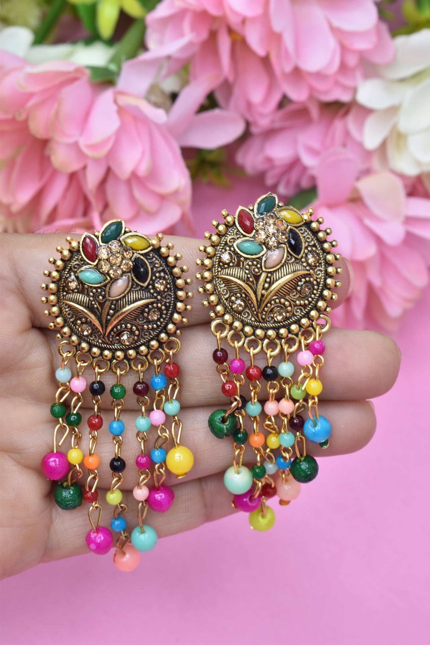 Earrings Jhumaki,Jumakas big,jhumkiyaan for women,Stylish partywear multicolored German silver earrings,big partywear bollywood style Earrings