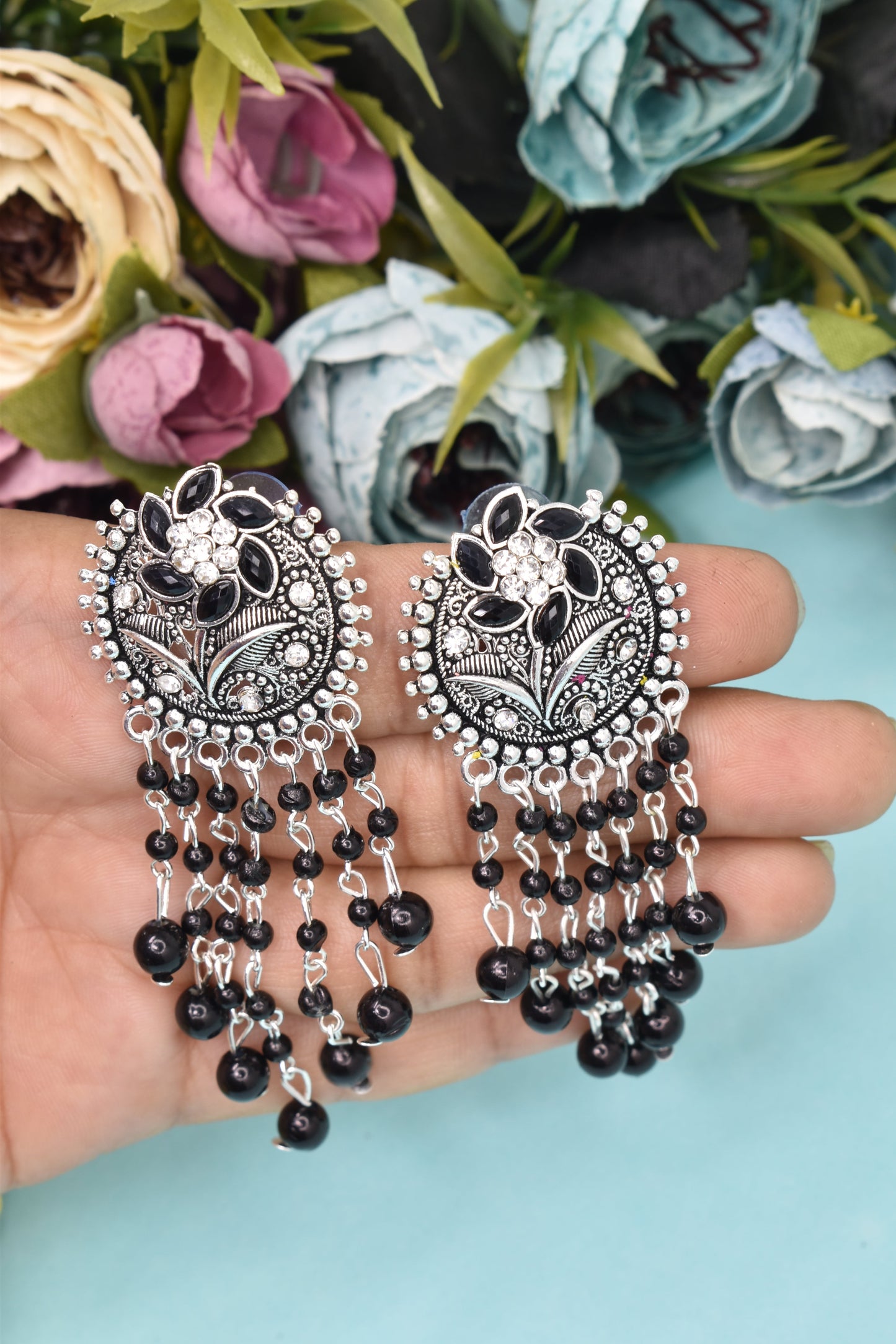 Earrings Jhumaki,Jumakas big,jhumkiyaan for women,Stylish partywear multicolored German silver earrings,big partywear bollywood style Earrings