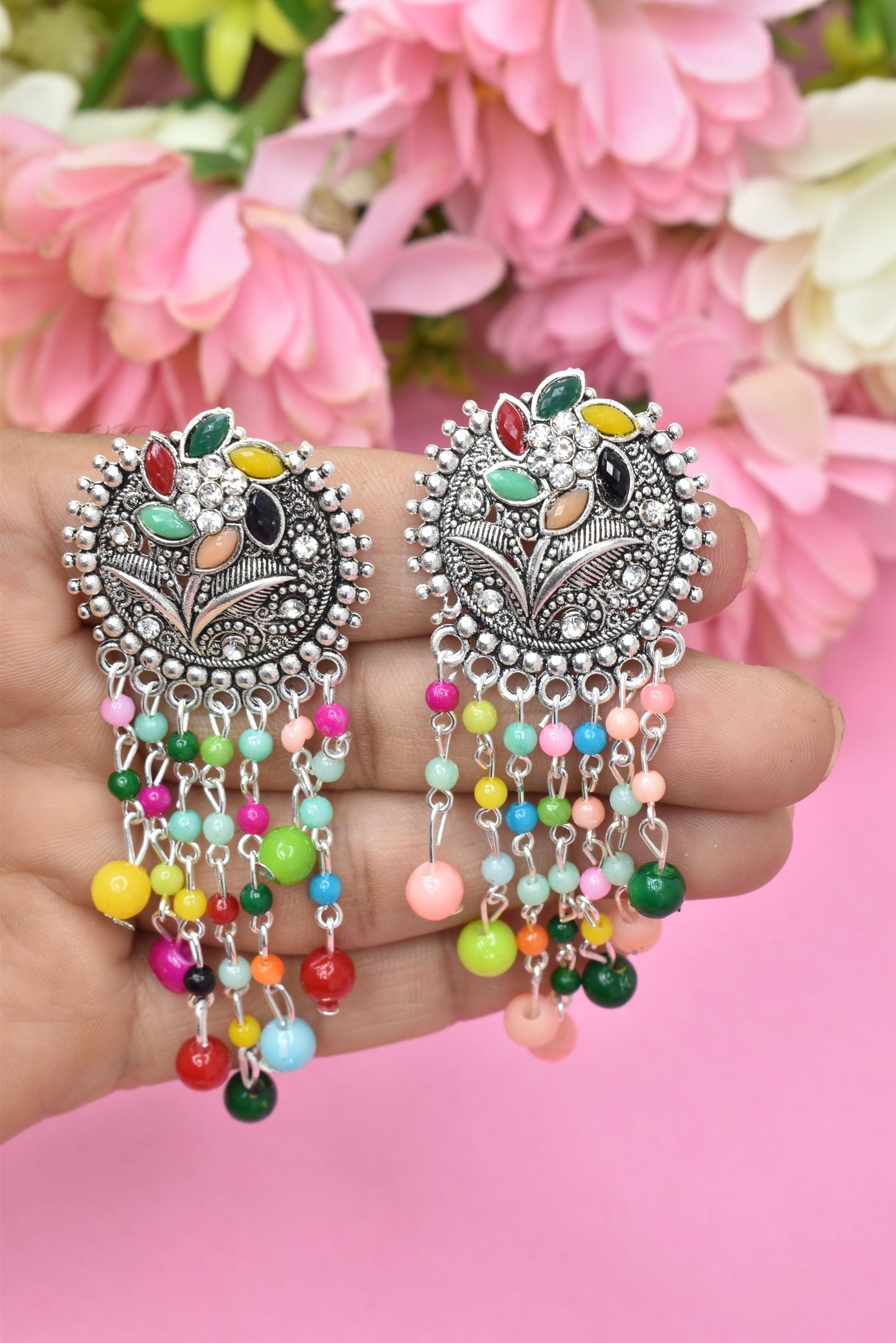 Earrings Jhumaki,Jumakas big,jhumkiyaan for women,Stylish partywear multicolored German silver earrings,big partywear bollywood style Earrings