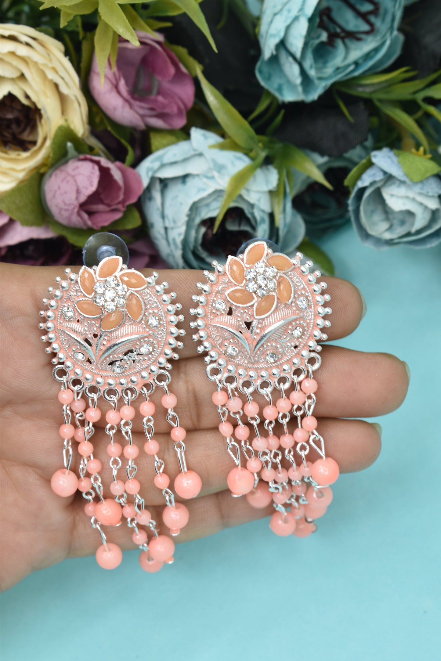 Earrings Jhumaki,Jumakas big,jhumkiyaan for women,Stylish partywear multicolored German silver earrings,big partywear bollywood style Earrings