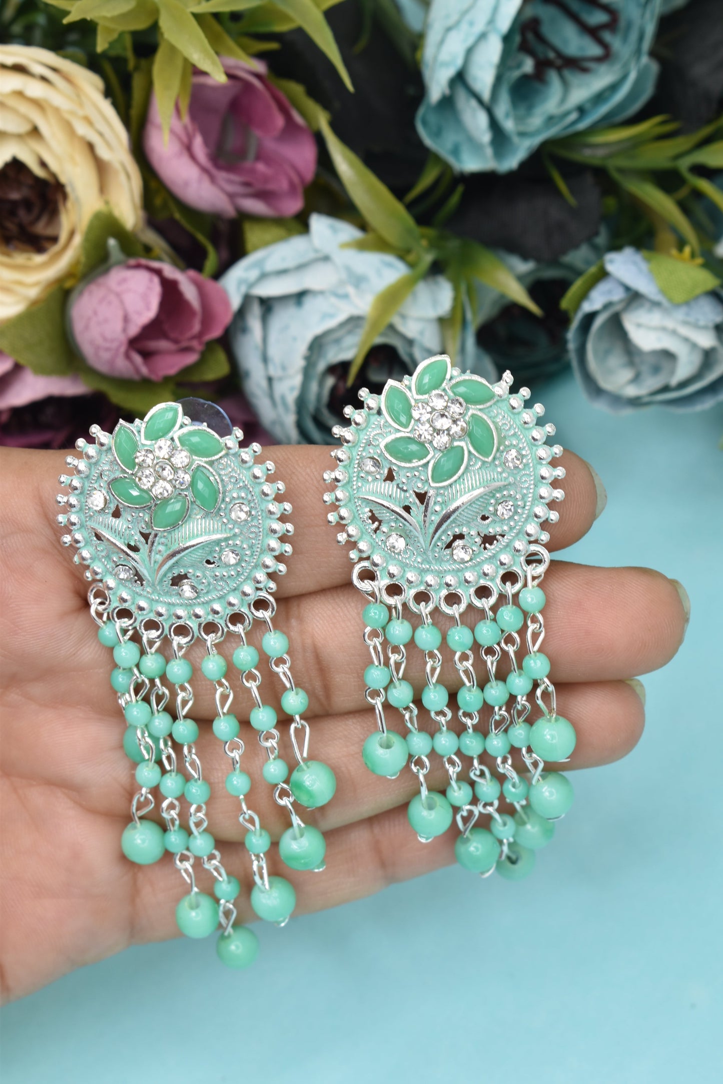 Earrings Jhumaki,Jumakas big,jhumkiyaan for women,Stylish partywear multicolored German silver earrings,big partywear bollywood style Earrings